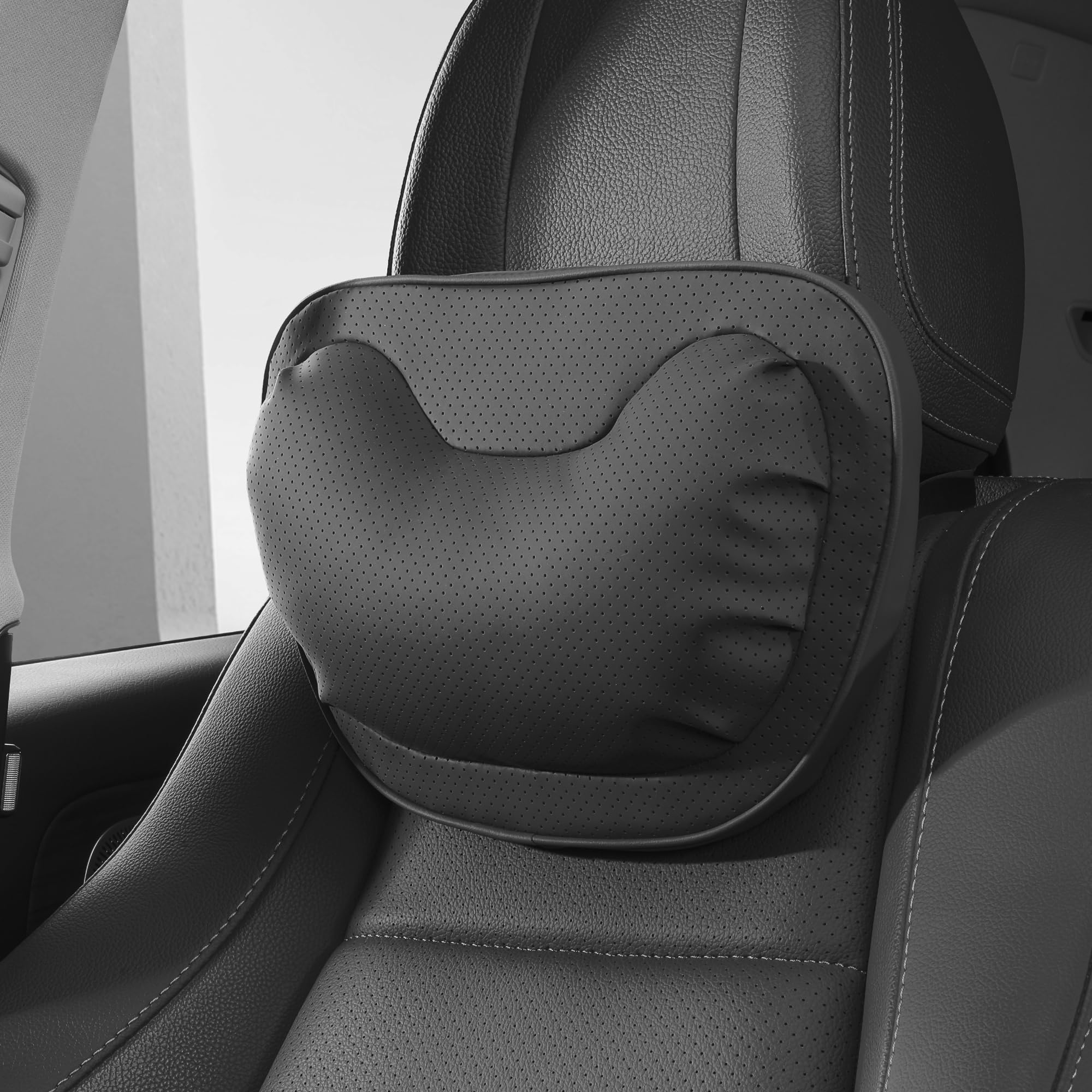 Coussin Appuie Tete Voiture, Oreiller Appui-Tête De Siège De Voiture, Support de Tête de Siège de Voiture, Mousse à Mémoire de Forme et Taie d'oreiller Amovible Respirante, Noir