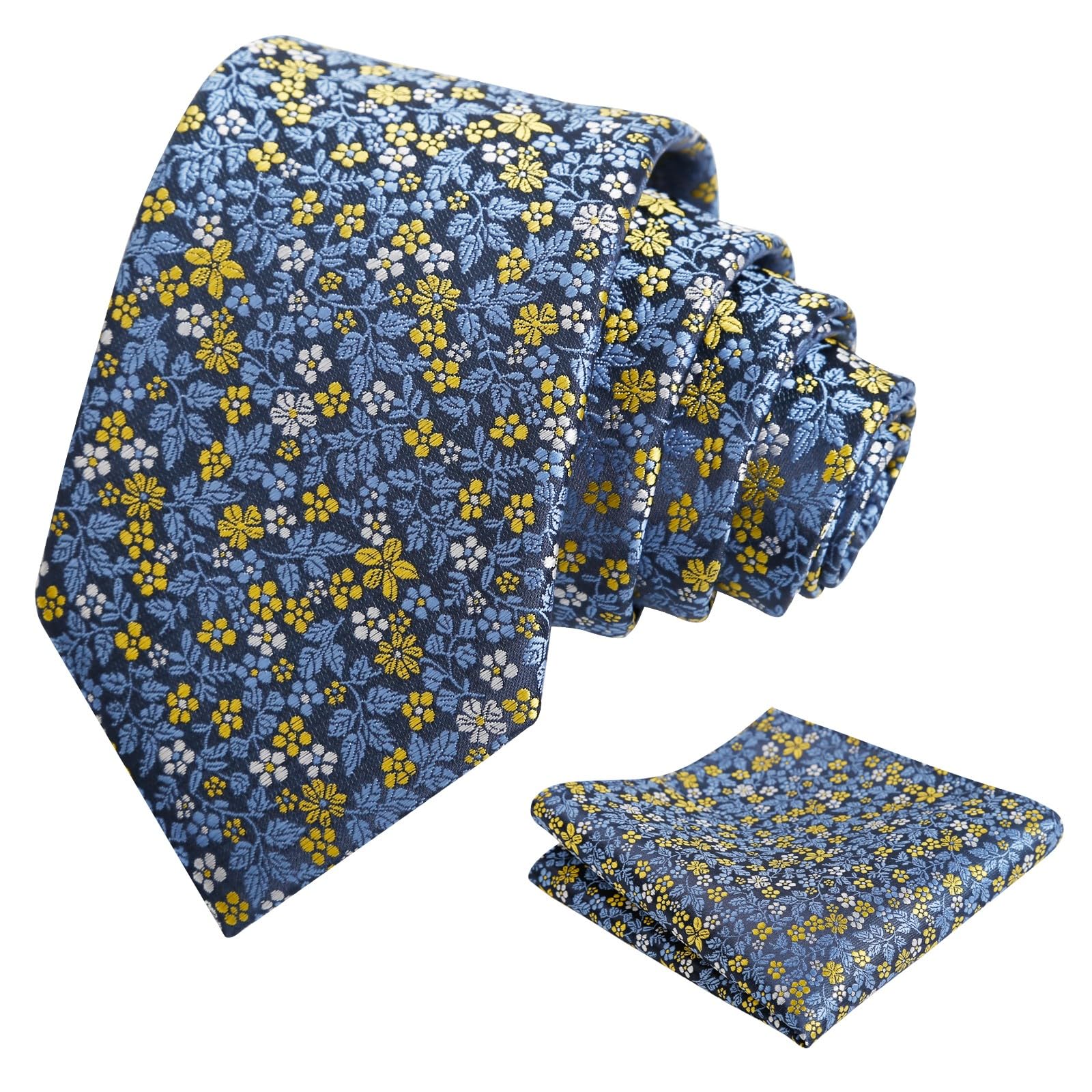 Alizeal Mens 3.15'' Floral Tie with Pocket Square