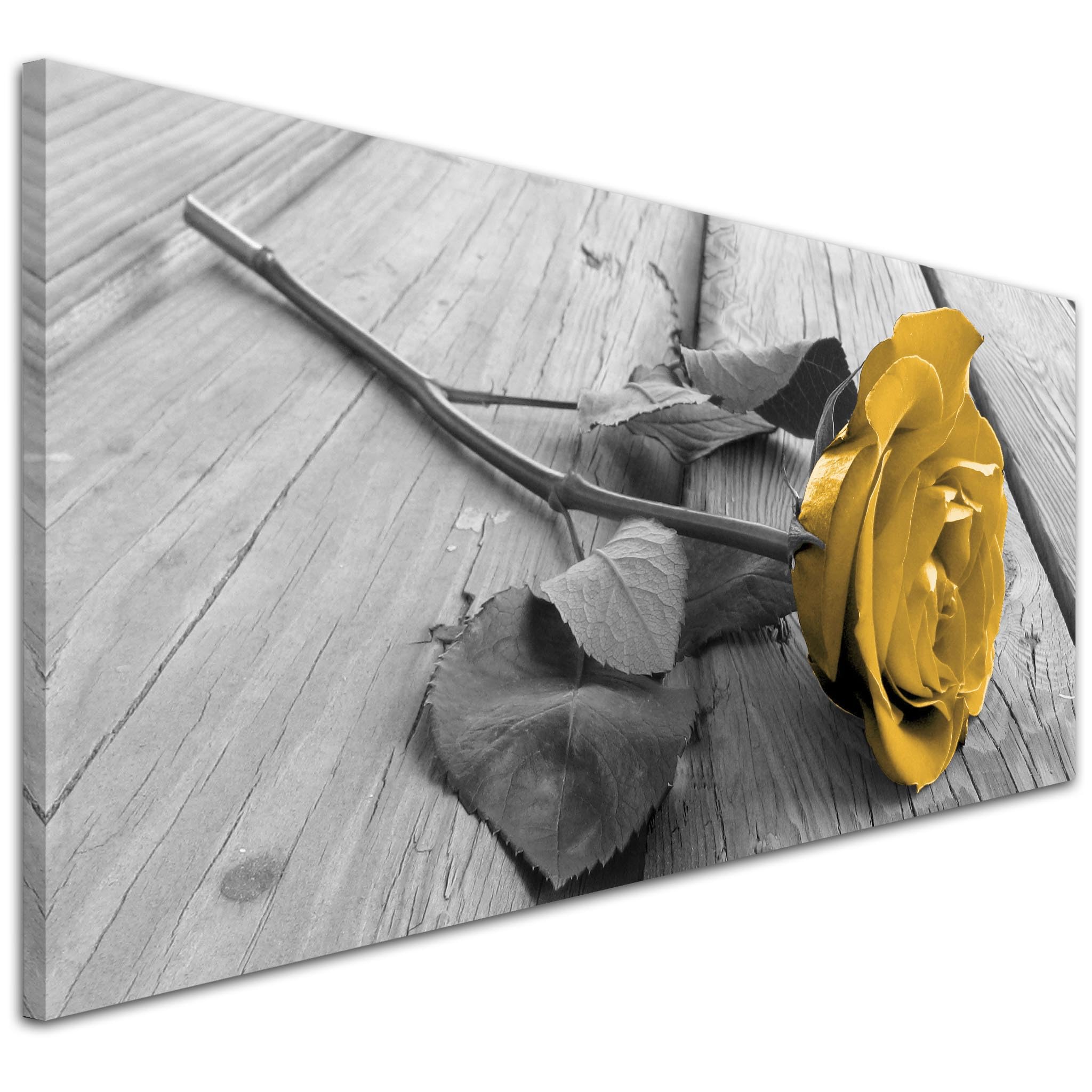 Wallfillers Mustard Yellow Grey Rose Flower Wall Art Floral - 1454-118x49cm