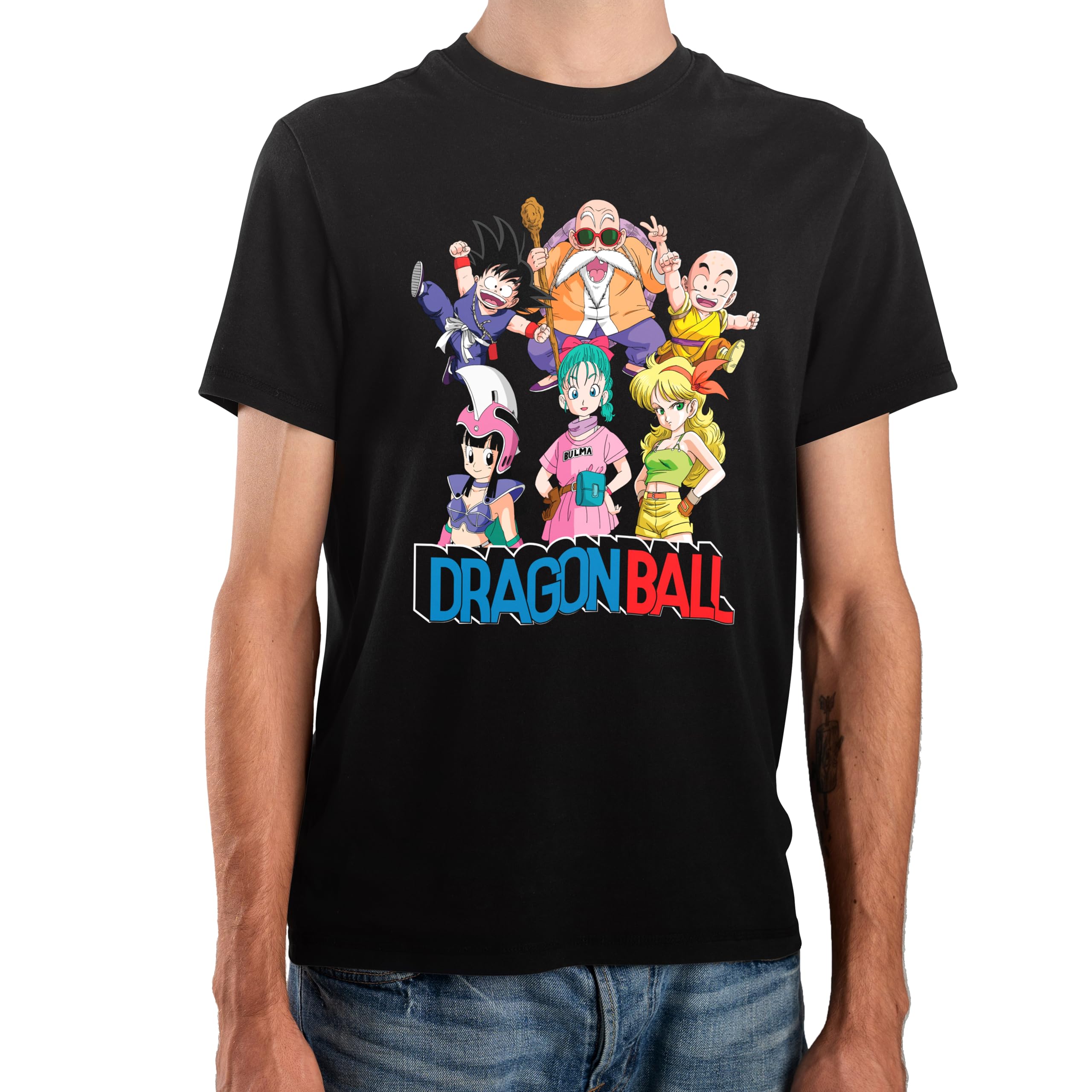 Dragon Ball Goku, Krillin, Bulma, Chichi, Kamesennin Black Short Sleeve T-Shirt T-Shirt Unisex Adulto (Pack de 1)