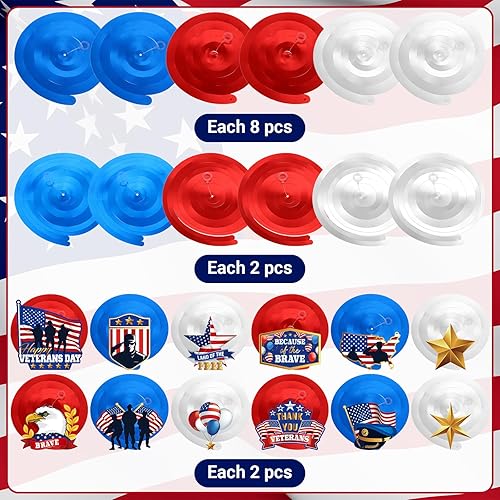 Miniatura 3 de Fulmoon 54 piezas de decoraciones para el Día de los Veteranos de agradecimiento con remolinos colgantes, bandera patriótica, soldado, corrientes de