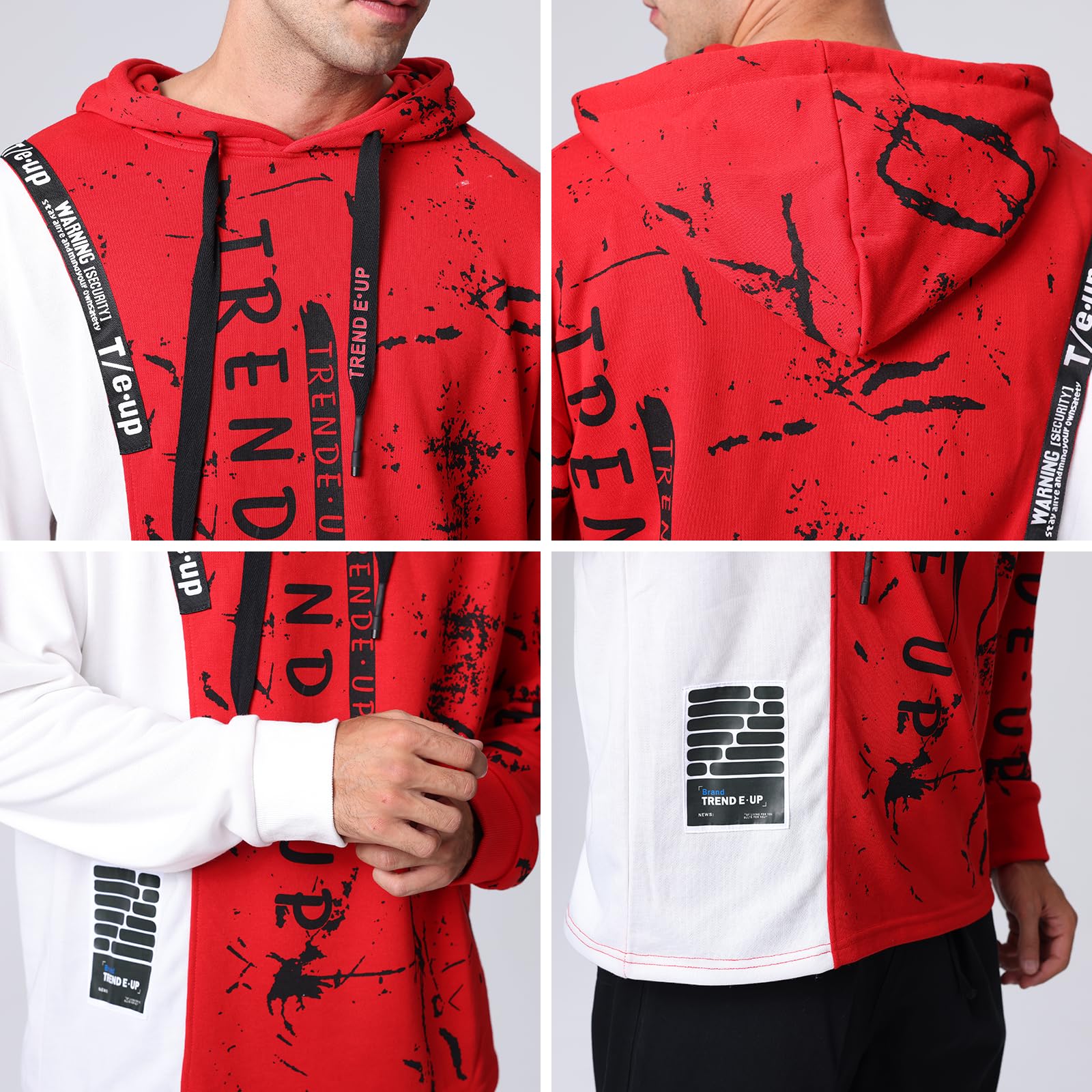 Hoodie Herren Techwear Kapuzenpullover Pullover Hip Hop Streetwear Patchwork Sweatshirt Unisex