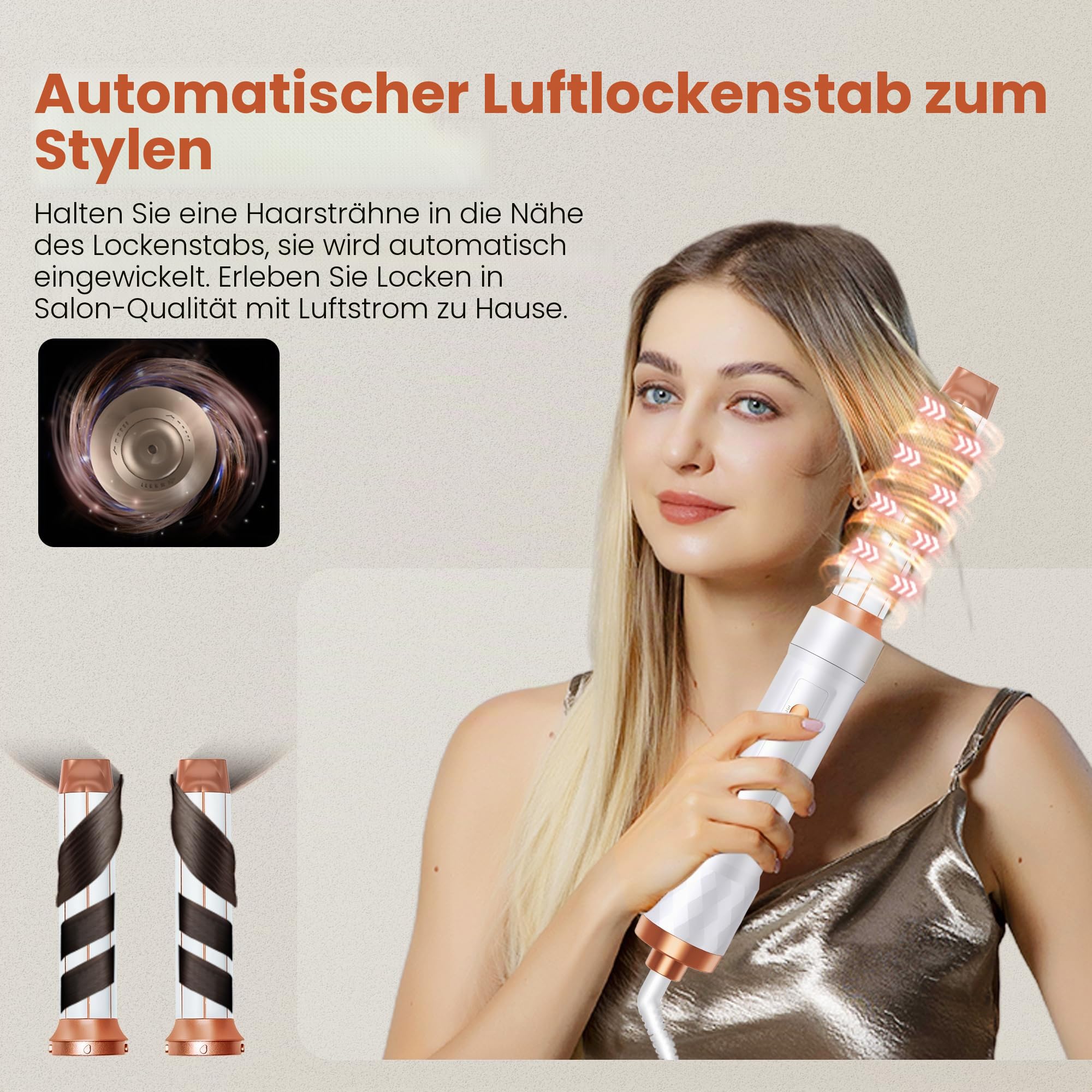 Hair Styler Set 5 in 1 Hairstyler 5 in 1 mit Rundbürstenföhn, Warmluftbürste, Föhnbürste, Haartrockner, Air Curler, Glättbürste, Hairstyler Airstyler Haarstyling Geräte für Alle Haartypen