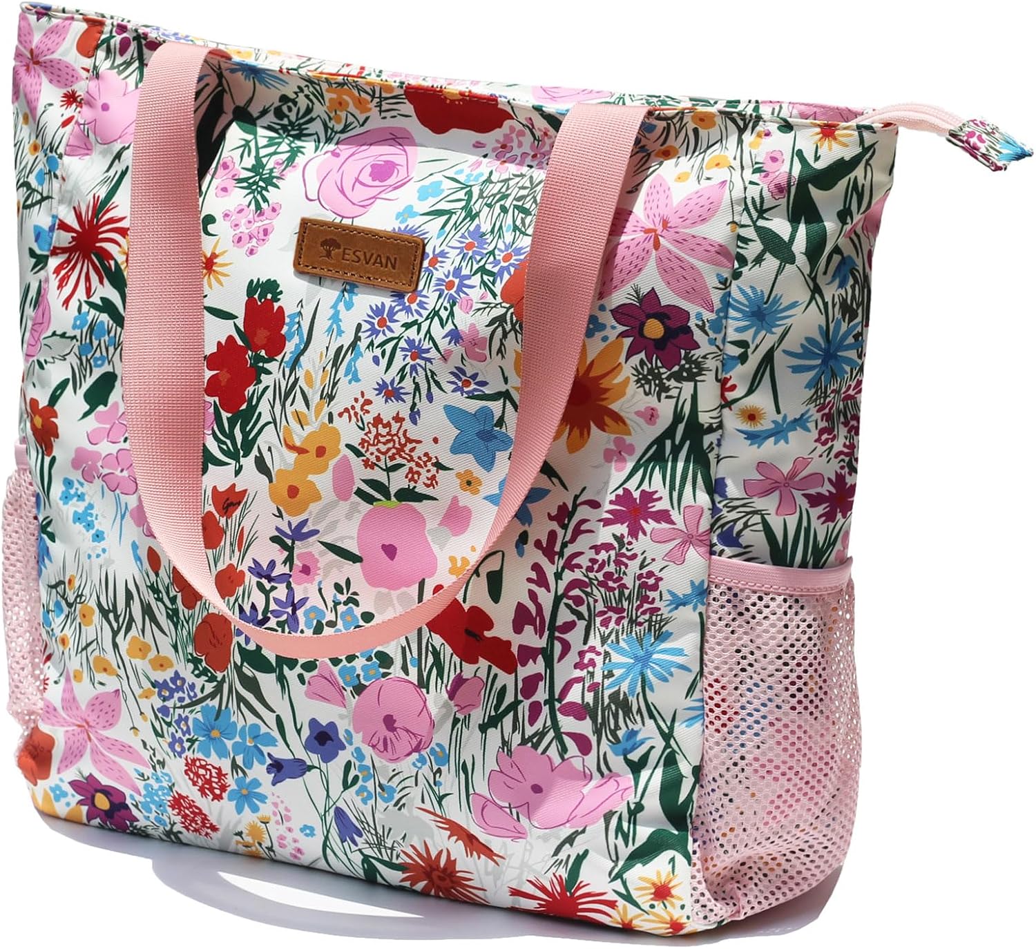 ESVAN Original Floral Water Resistant Large Tote Bag Shoulder Bag for Gym Beach Travel Daily Bags Upgraded