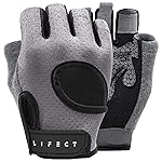 LIFECT Essential Breathable Workout Gloves, Knuckle Weight Lifting Fingerless Gym Exercise Gloves with Curved Open Back, for Powerlifting, Crossfit, Women and Men (Grey, X-Large)