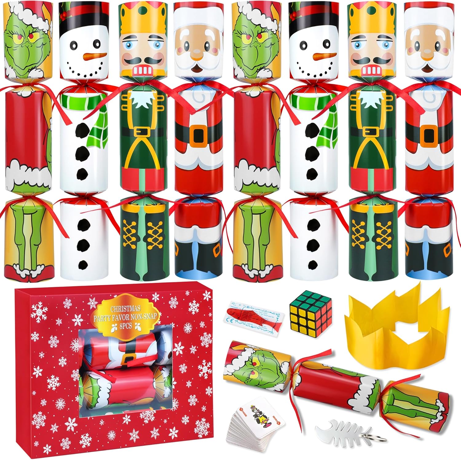 8 Pack Christmas Party Favors No Snap Party Table Favors with Party Hat, Joke & Little Gift Inside, Holiday Party Favor Supplies for Kids and Adults, Christmas Seasonal Holiday Dinner Traditions 8 Pack Christmas Party Favors No Snap Party Table Favors with Party Hat, Joke & Little Gift Inside, Holiday Party Favor Supplies for Kids and Adults, Christmas Seasonal Holiday Dinner Traditions