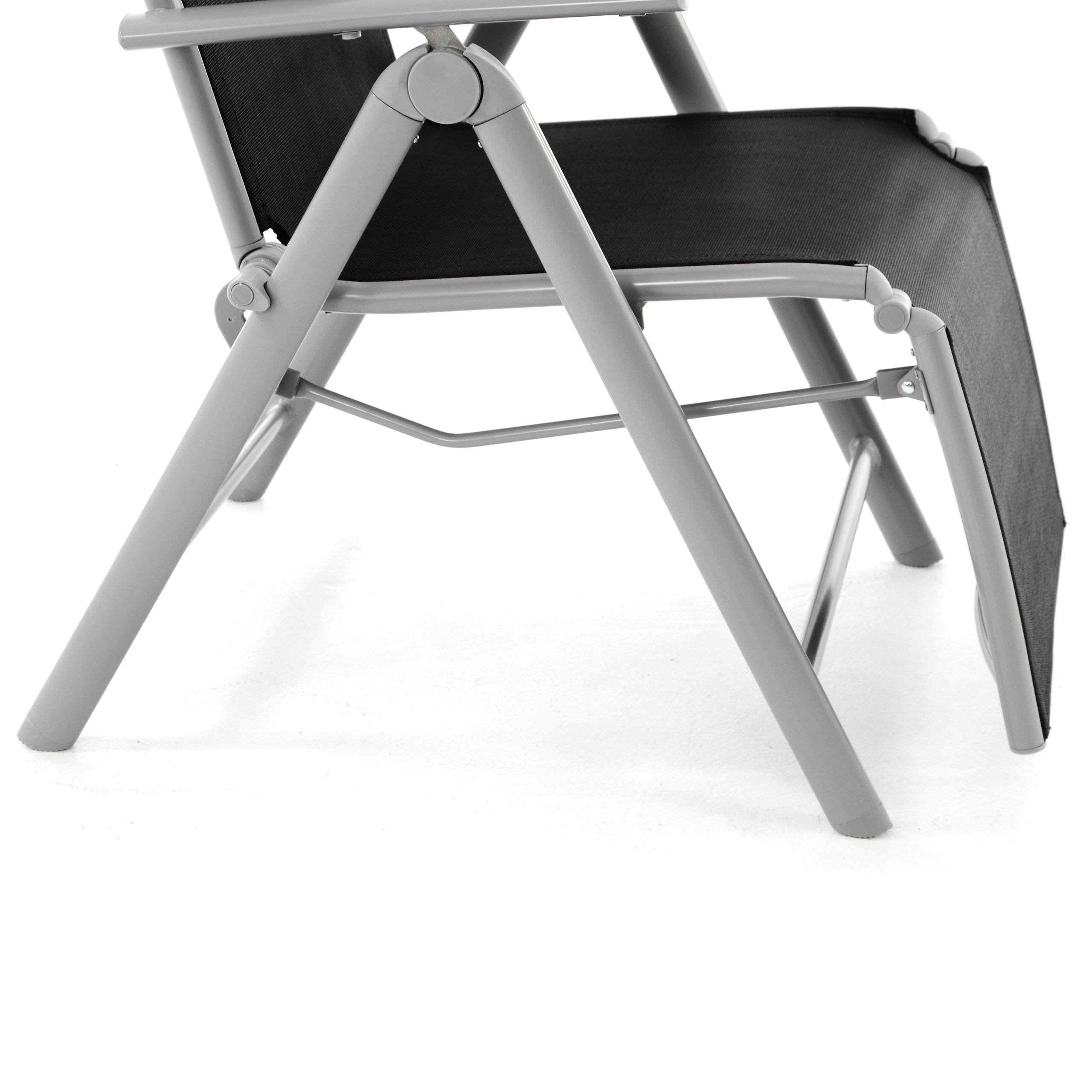 2er Set Nexos Gartenliege Sonnenliege Liegestuhl Relaxliege – für Garten Terrasse Balkon – klappbarer Gartenstuhl aus Alu & Kunststoff - schwarz grau