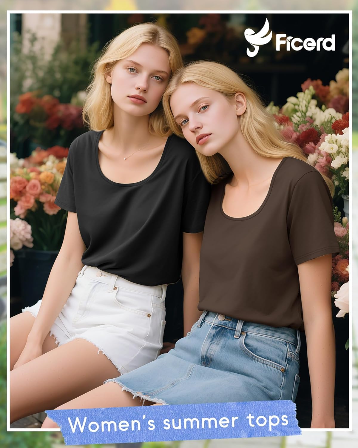 Ficerd 4 Pack Women's Scoop Neck Loose Fit T Shirts Basic Casual Short Sleeve Tops Soft Layer Summer Tees - Image 3