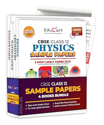 Educart CBSE Class 12 Sample Paper 2024-25 - Physics Chemistry Mathematics and English Combo Set of 4 Books for 2025 Exam