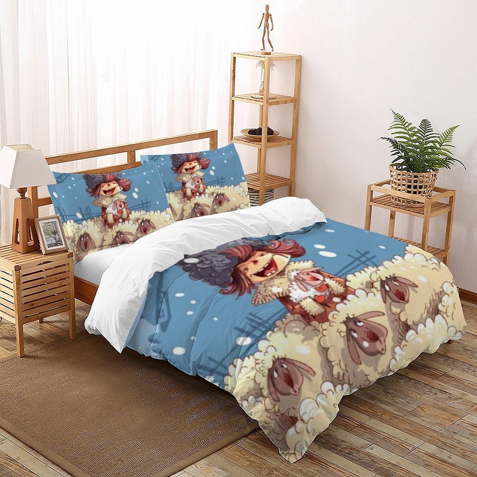 Housse de Couette Super King Chèvre Dessin Animé en Microfibre 260x220cm