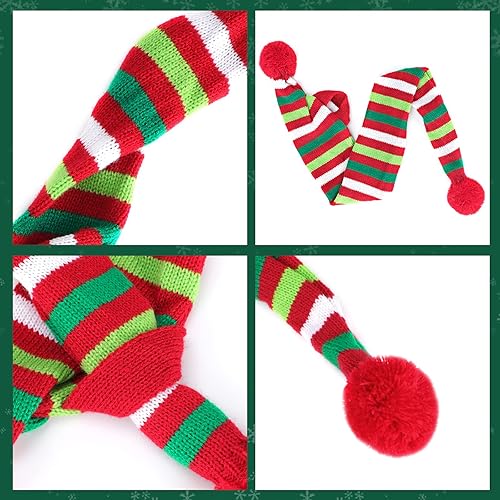 Miniatura 5 de BWOGUE Juego de diadema de cuernos de reno de Navidad para perro y bufanda de rayas rojas, blancas y verdes, disfraz de Navidad para mascotas,