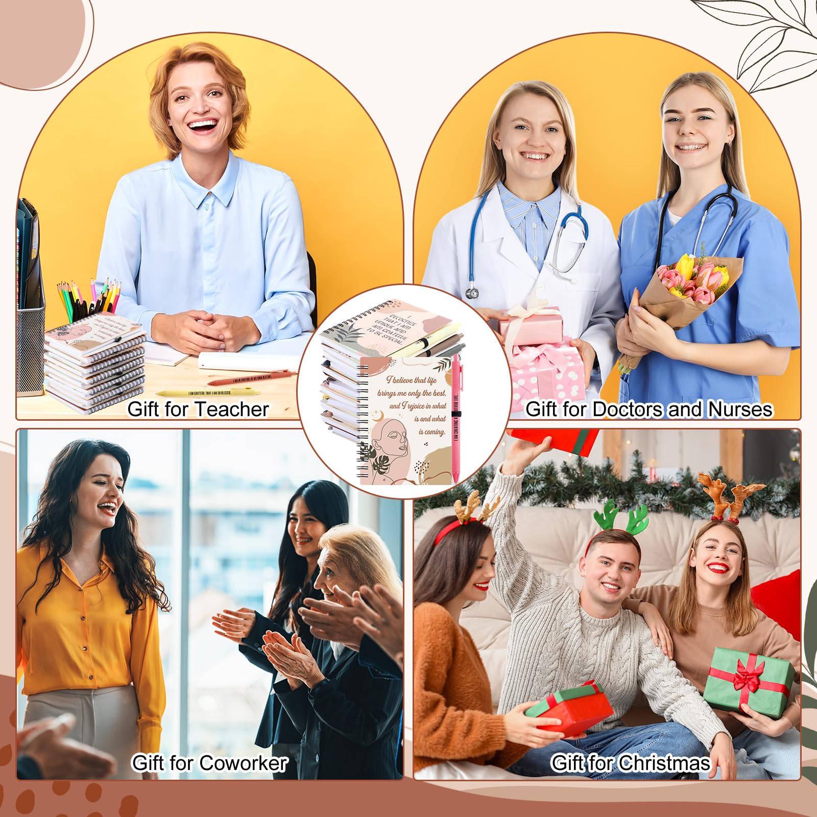 Kosiz 24 Stück/12 Set positive Bestätigungs-Spiralnotizbücher mit Stiften, Mitarbeiter-Wertschätzung, Geschenke, Großpackung, kleines Motivationstagebuch für Weihnachten, Kollegen, Lehrer