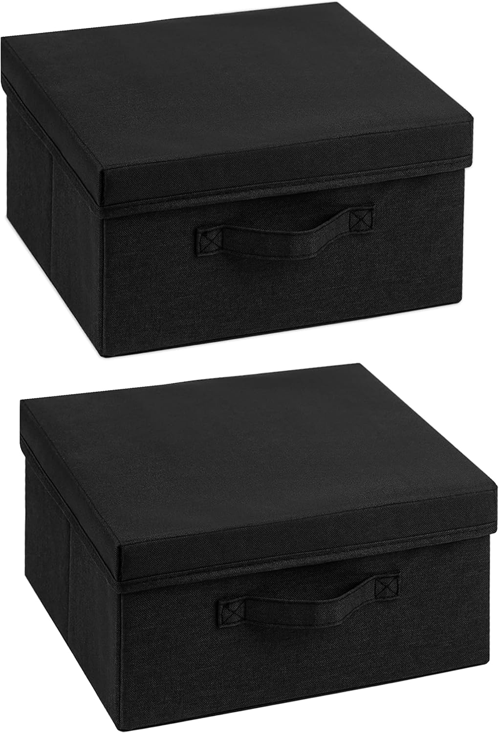 Augfox Set of 2 Storage Box with Lid Robust Clothes Organizer and