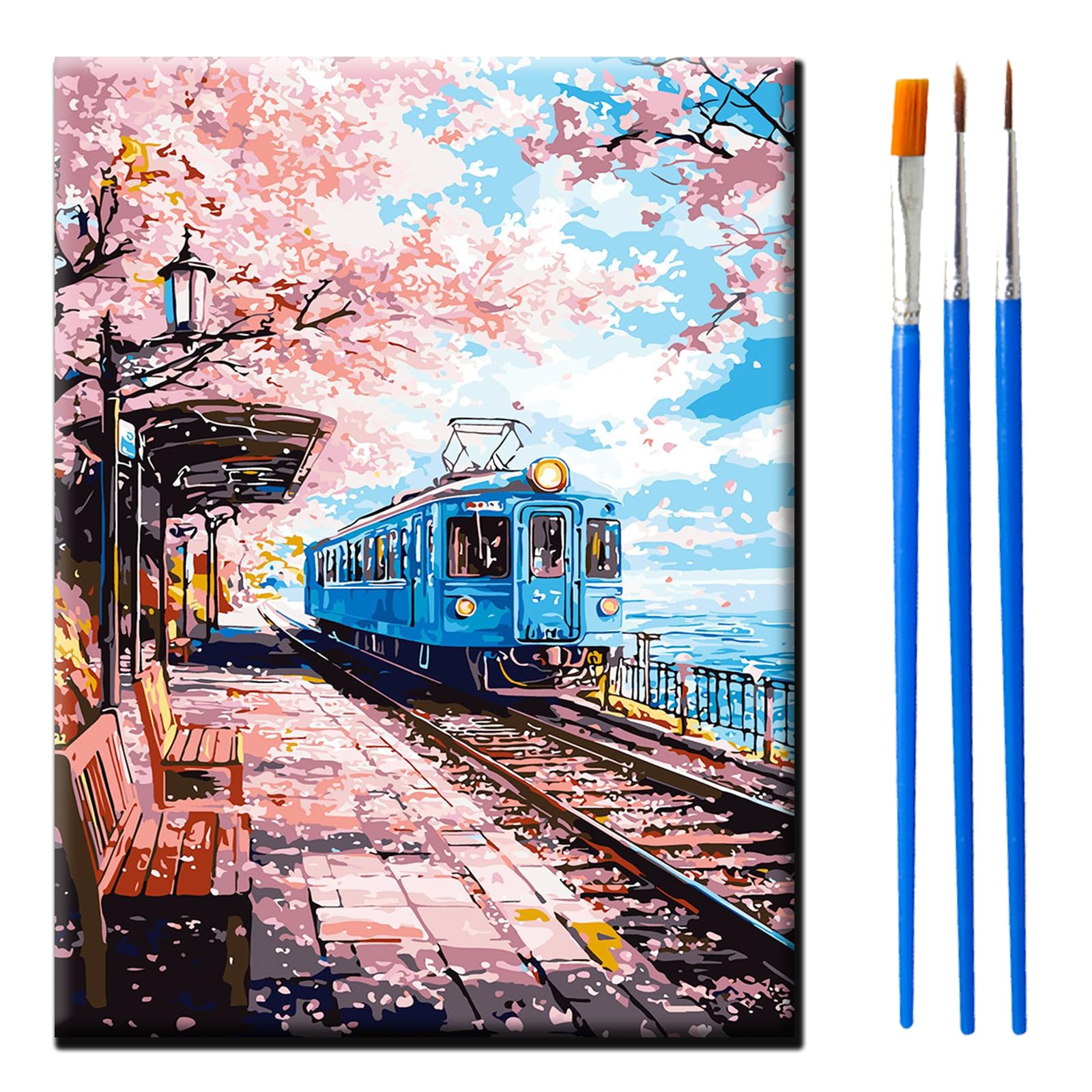絵画 645 油絵/風景/街景/東京/東京湾/埠頭/晴海/豊洲/P8号 Amazon | wowjimi 数字油絵 手塗り 40*50cm DIY絵 初心者 時間をつぶす