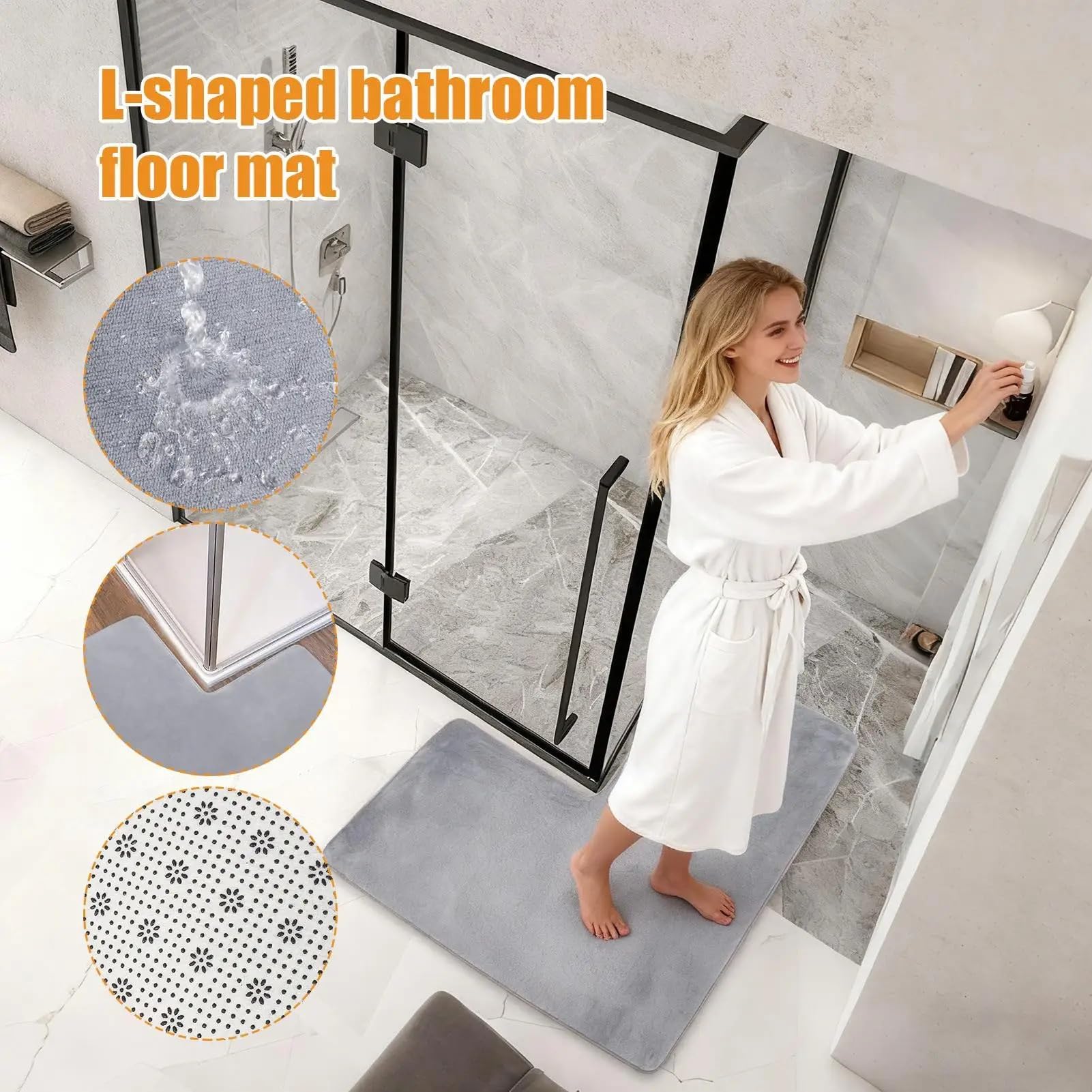 Tappeto Bagno Tappetino da bagno antiscivolo a forma di L