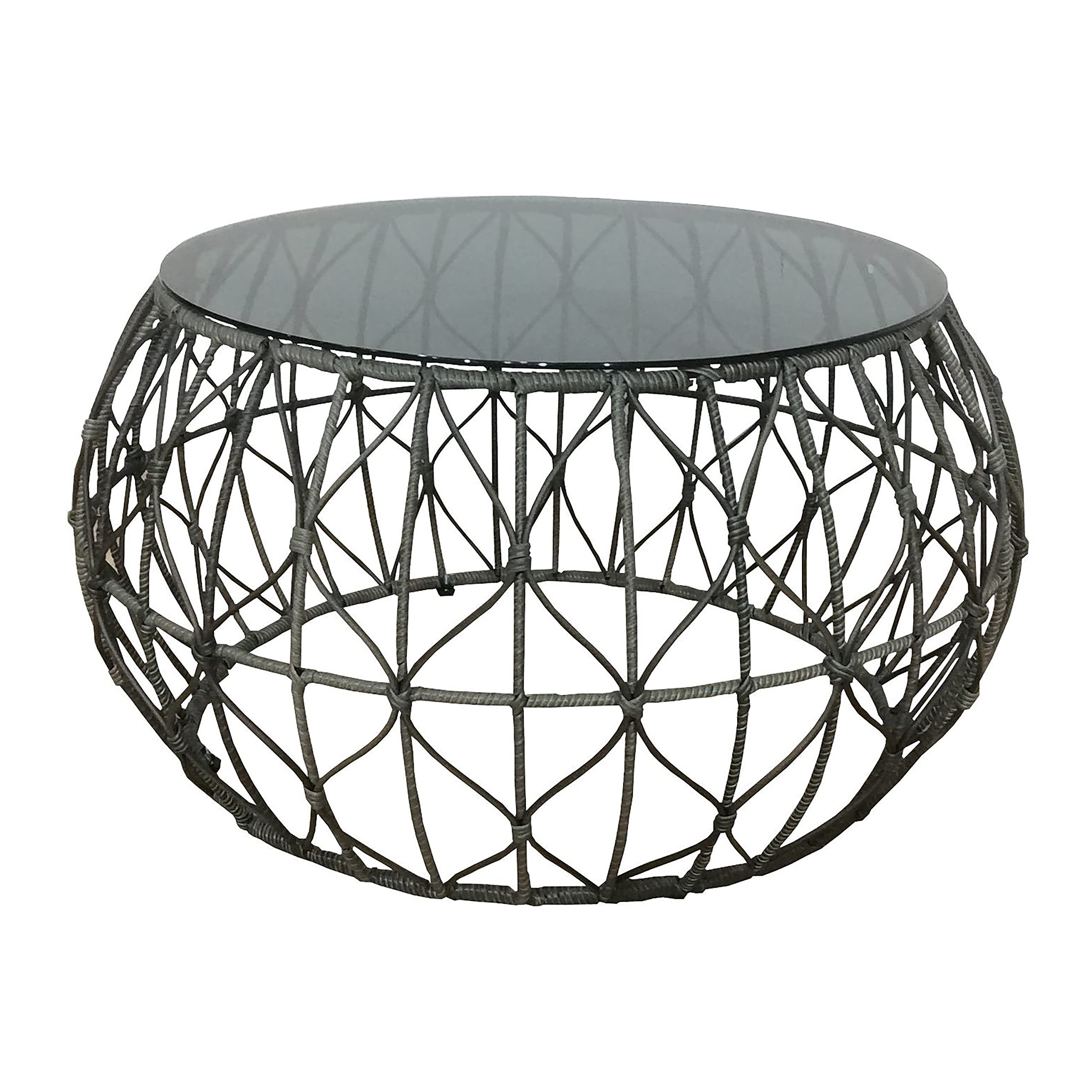 Decor TherapyBlake Round Iron and Glass Outdoor Accent Table