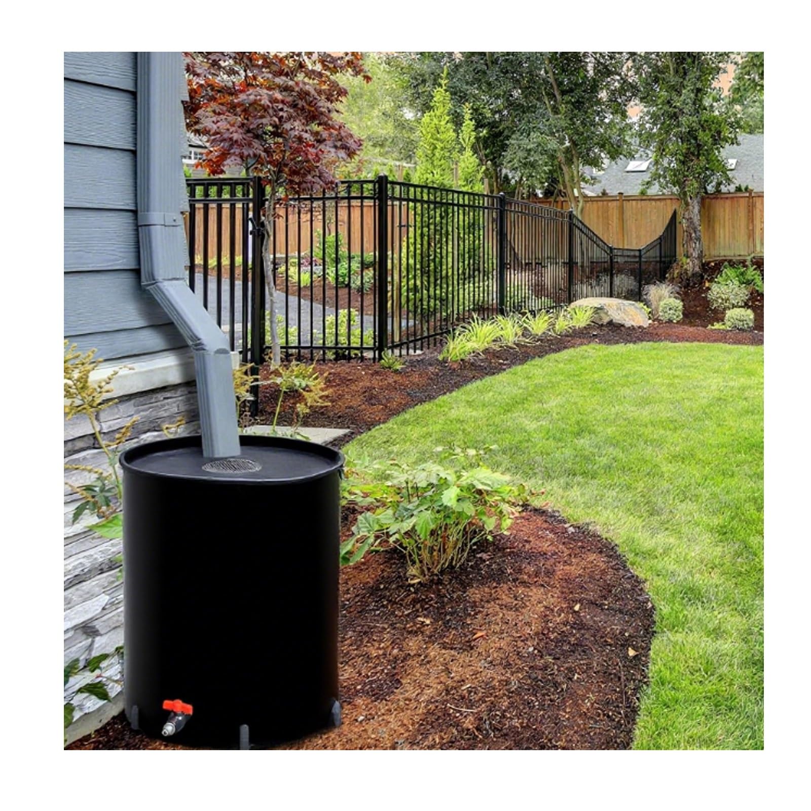 Serbatoio di stoccaggio dell'Acqua piovana da 1000 Litri per Esterni con Filtro, Raccoglitore Portatile per Acqua piovana per irrigazione e stoccaggio del Giardino (Nero)