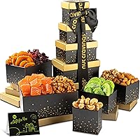 Vista 17 de NUT CRAVINGS Colección Gourmet - Agradecimiento y Apreciación, Cesta de Regalo Torre de Nueces y Frutas Secas, con Cinta TY + Tarjeta