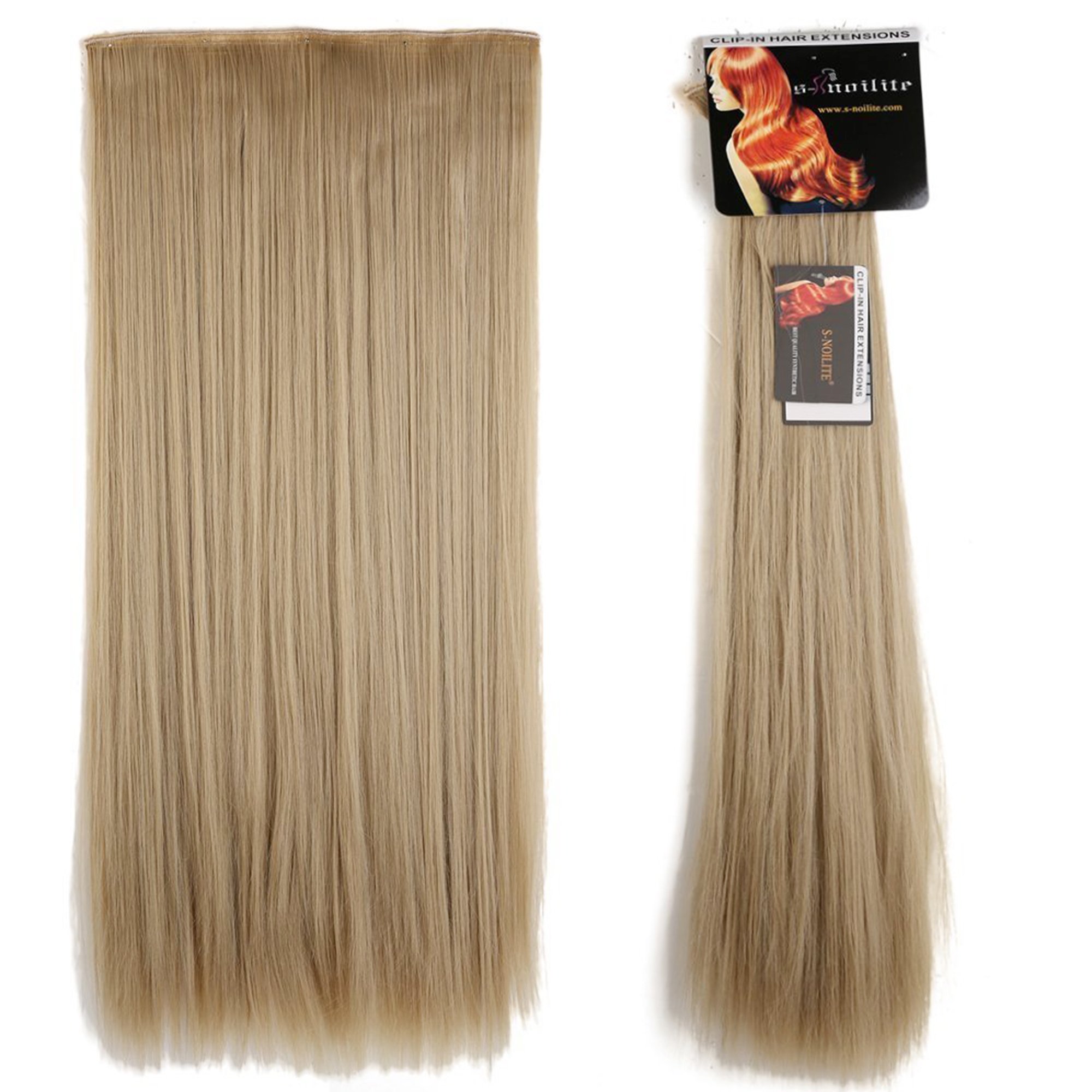 S-noilite Trendy 24"/26" Straight Curly 3/4 Full Head One Piece 5clips Clip in Hair Extensions Long Poplar Style for Xmas Gifts 22colors (26" - Straight, natural blonde)
