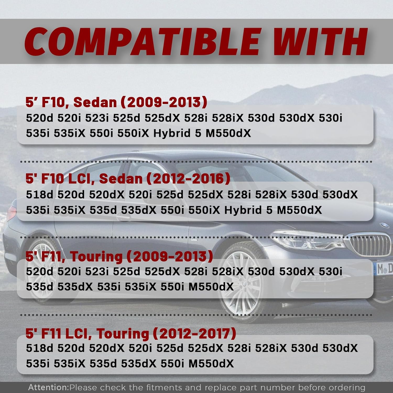 Qagea Inner Door Pull Handles Kit 7PCS fit for 2010-2016 BMW 5 Series 520 523 525 528 530 535 F10/F11 Driver Side Window Switch Armrest + Passenger Door Pull Handle + Window Switch Covers (Red Brown)