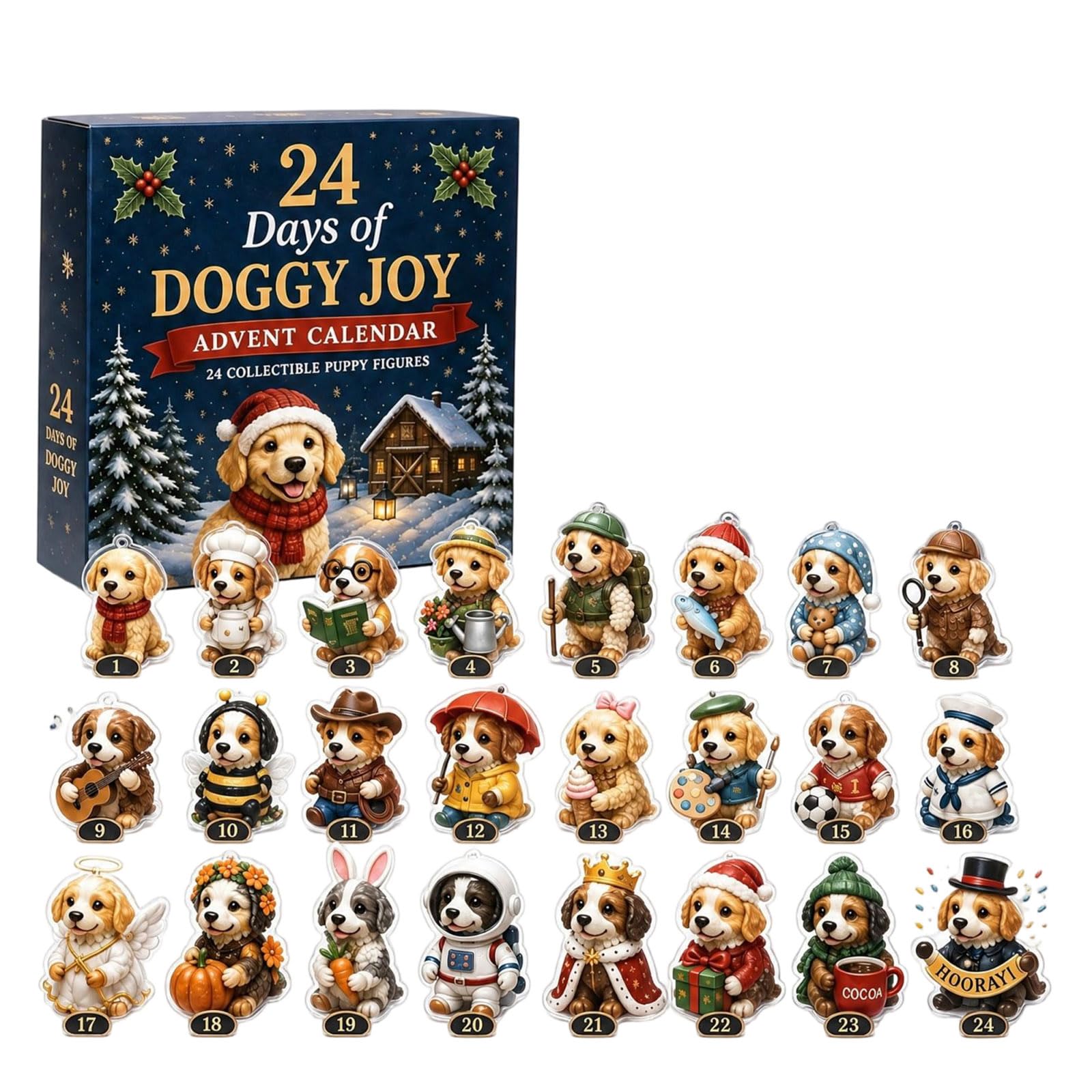 Happy Dogs Arrival Advent Calendar 2026,2D Acrylic Figurines Gift 24ps — image 1