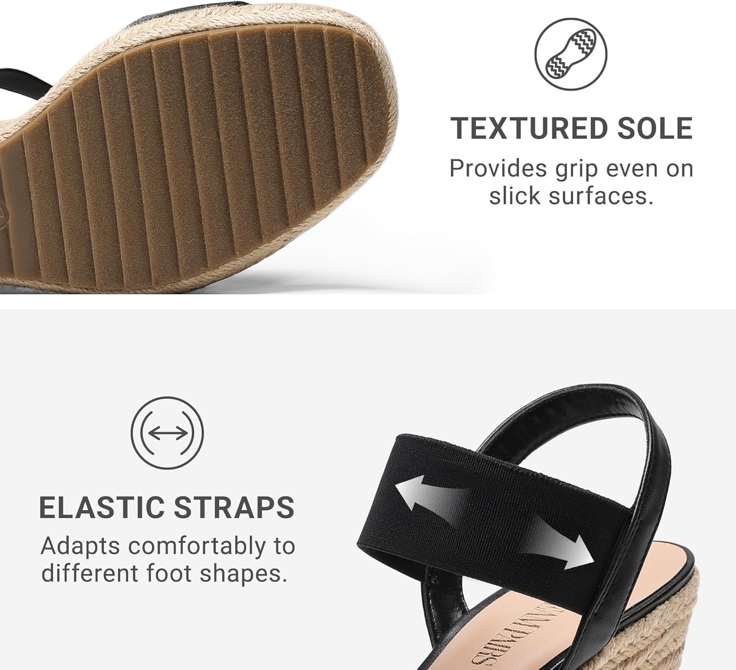 DREAM PAIRS Womens Open Toe Espadrilles Dressy Platform Sandals Slip on Elastic Ankle Strap Wedges Sandals - Image 3