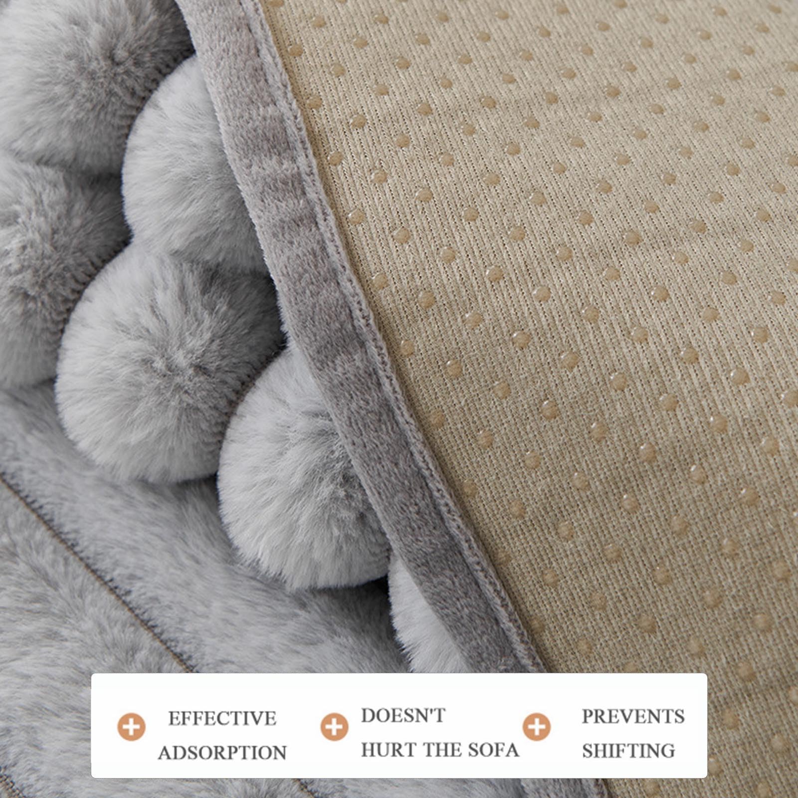 Copertura Per Divano - Morbido Tessuto In Peluche Di Coniglio, Lavabile In Lavatrice, Antiscivolo Per Divano Modulare, Copertura Divano Da 1 2 3 4 Posti, Protettore Mobili Soggio Light Gray 110*160cm