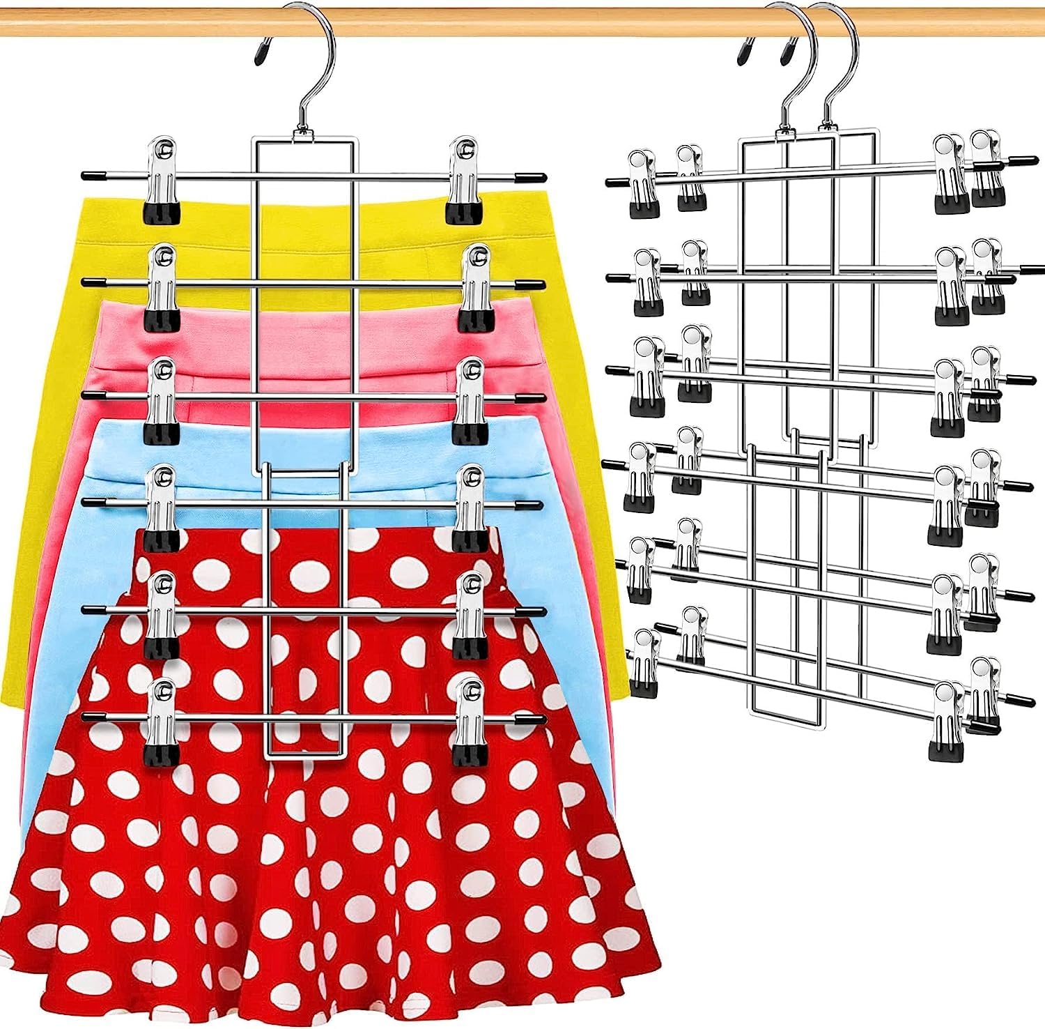 ZAODECR 6 Tier Closet Organizer Pants Hangers SpaceSaving Metal Closet