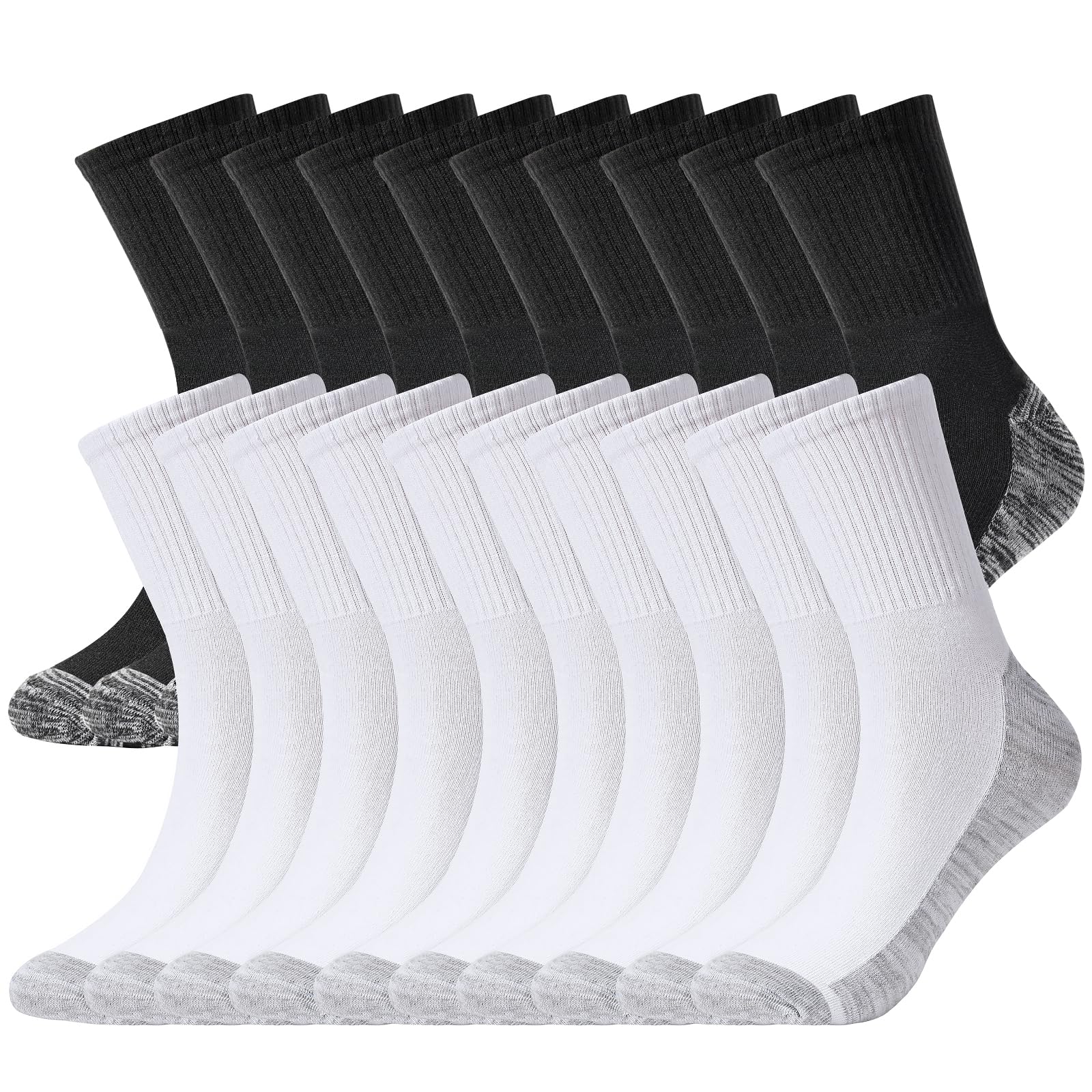 20 Pairs Unisex Cotton Moisture Wicking Cushioned Comfortable Crew Workout Hiking Socks for Sport Running-image-49