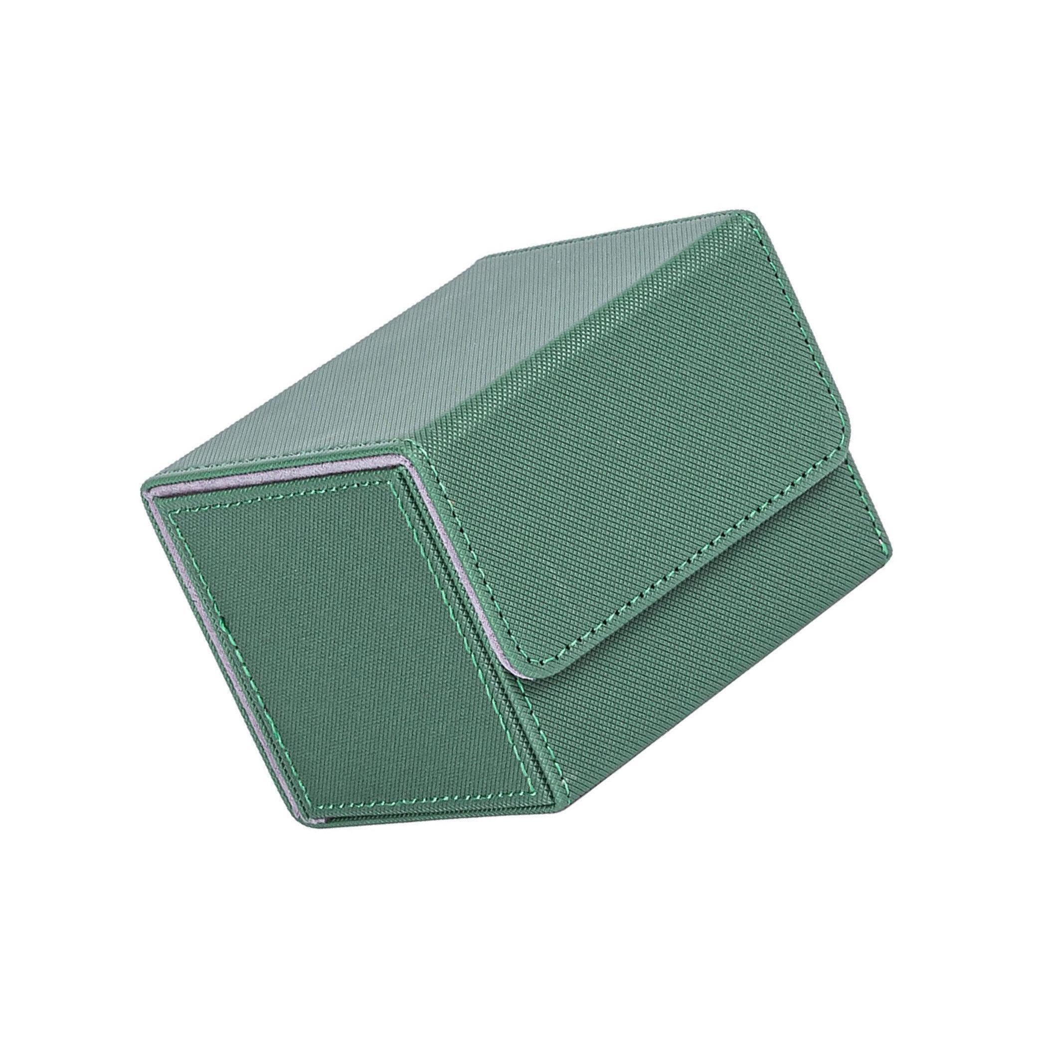 KIXZSAZ Cards Storage Box Compact and Sturdy Card Deck Case Games Compatible, Green, 105x90x80mm