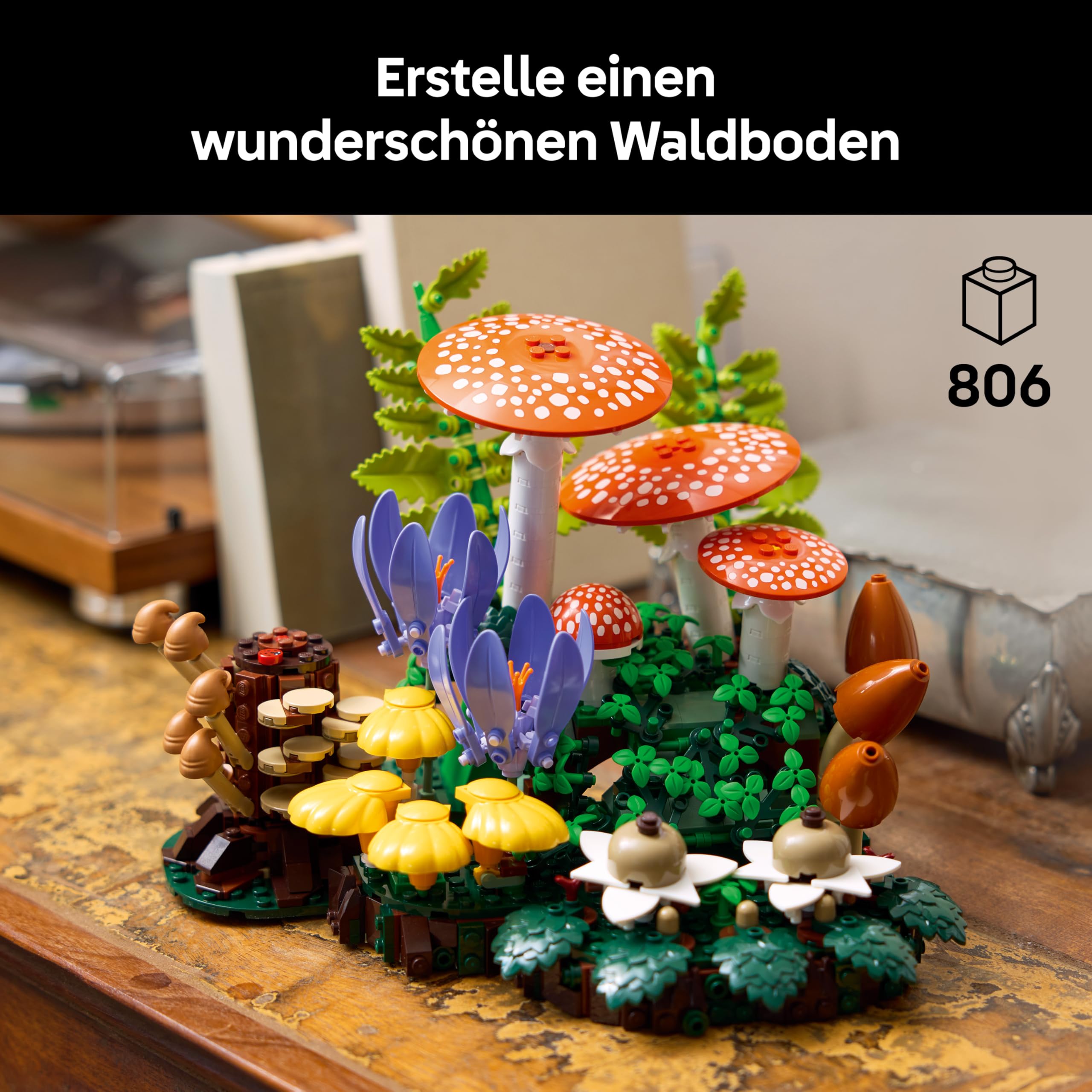 LEGO Botanicals Waldpilze - Künstliches Pflanzen Set für Erwachsene - inkl. Fliegenpilz & Kunstblumen für Wohnzimmer- oder Schlafzimmer Deko - DIY Geschenkidee - 11505