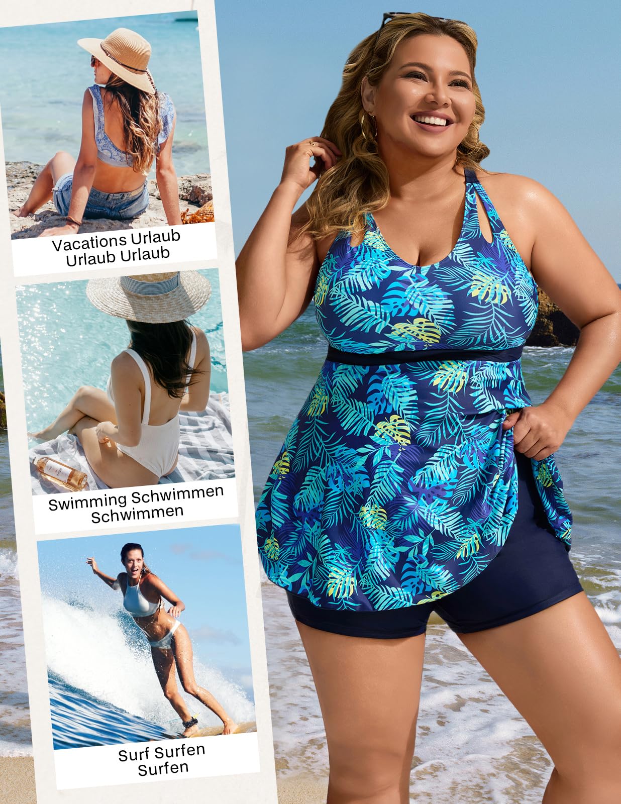 Hanna Nikole Costume da Bagno Due Pezzi da Donna con Controllo della Pancia e Vita Alta Costume da Bagno Vintage con Gonna