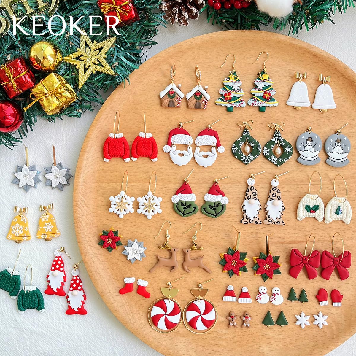 Keoker Christmas Clay Cutters, 32 Polymer Clay Earring Cutters for Jewelry Making Christmas Themed Shapes, Small Size, Adults - Image 4