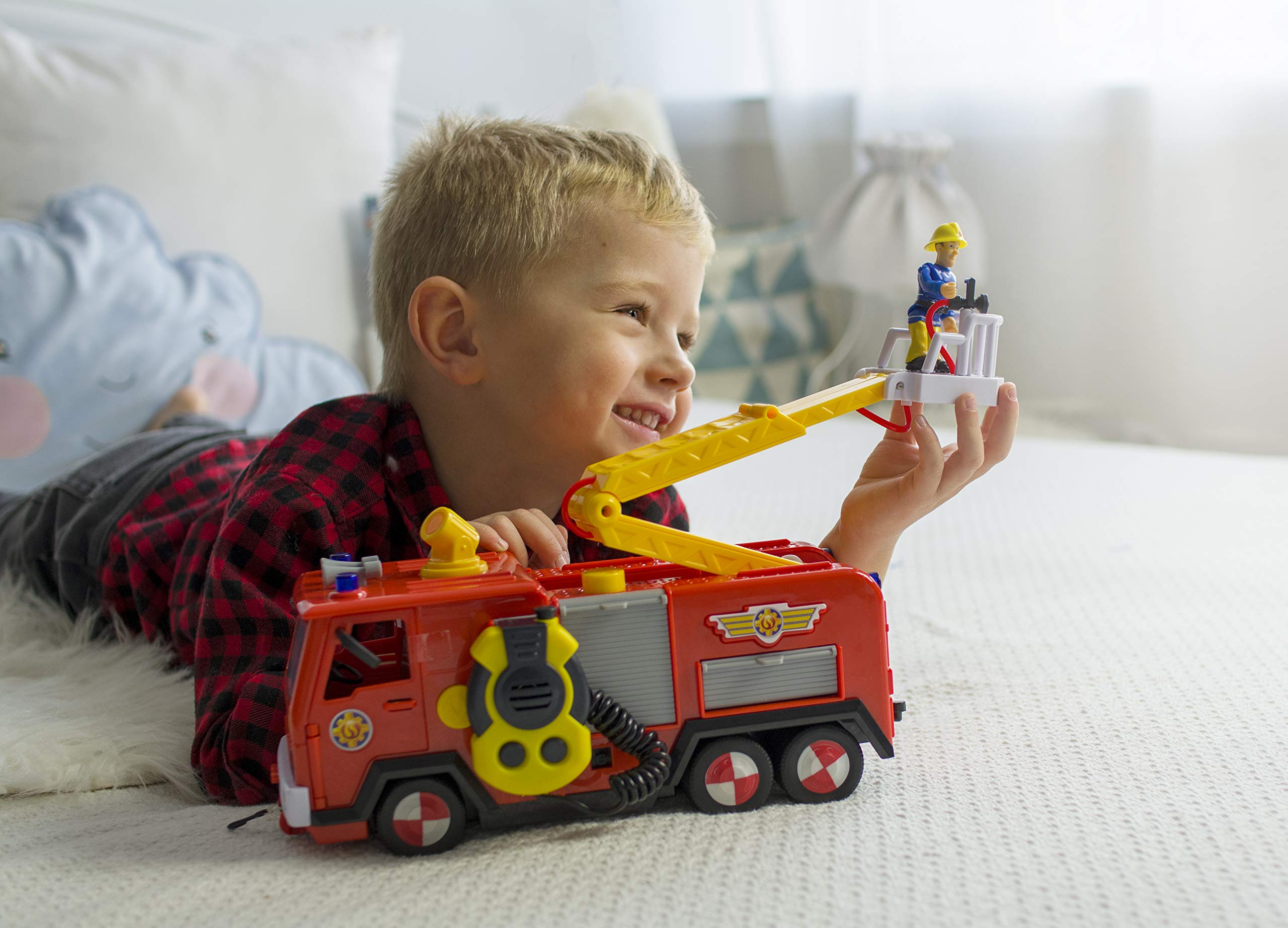 Simba Bombero Camión Deluxe Jupiter con 2 Figuras Sam y Penny, 3 años, 109251085038