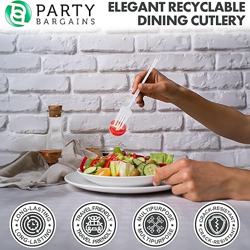 Miniatura 160 de Party Bargains Disposable Plastic Black Gold Cutlery Set, Infinity Modern Design Utensils, 40 Pack: 16 Forks, 8 Knives, 16 Spoons