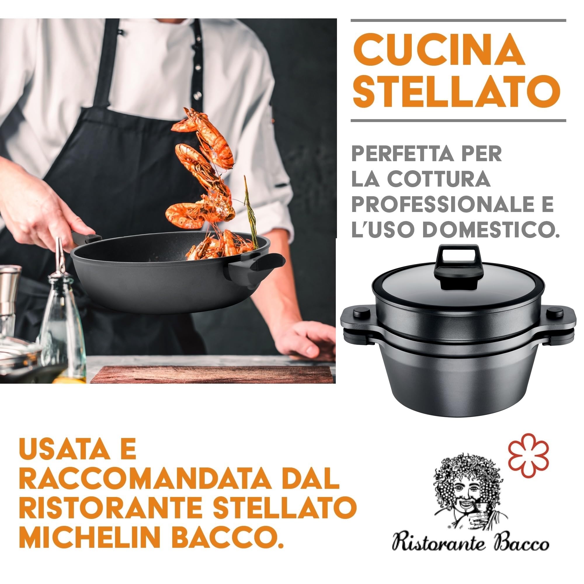 Stone&Stone Set Vaporiera 24 cm – Pentola, Griglia e Piroscafo per Cucina a Vapore, Cuoci Pasta, super Antiaderente tedesco, Induzione, Forno e Gas + Coperchio, 1 Cucchiaio e 2 Presine in Silicone