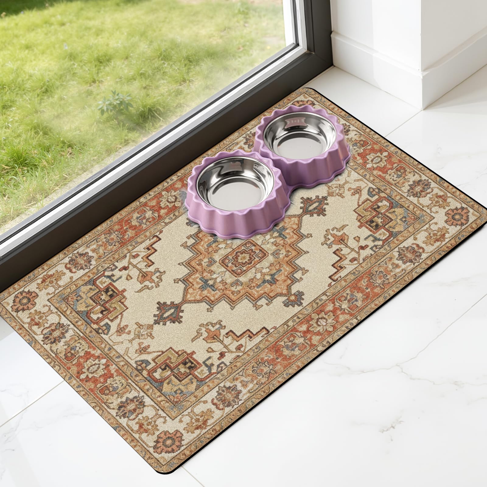 Pet Dog Food Mat - Absorbent Diatomite Dog Cat Feeding Mats for Food and Water Anti Slip Dog