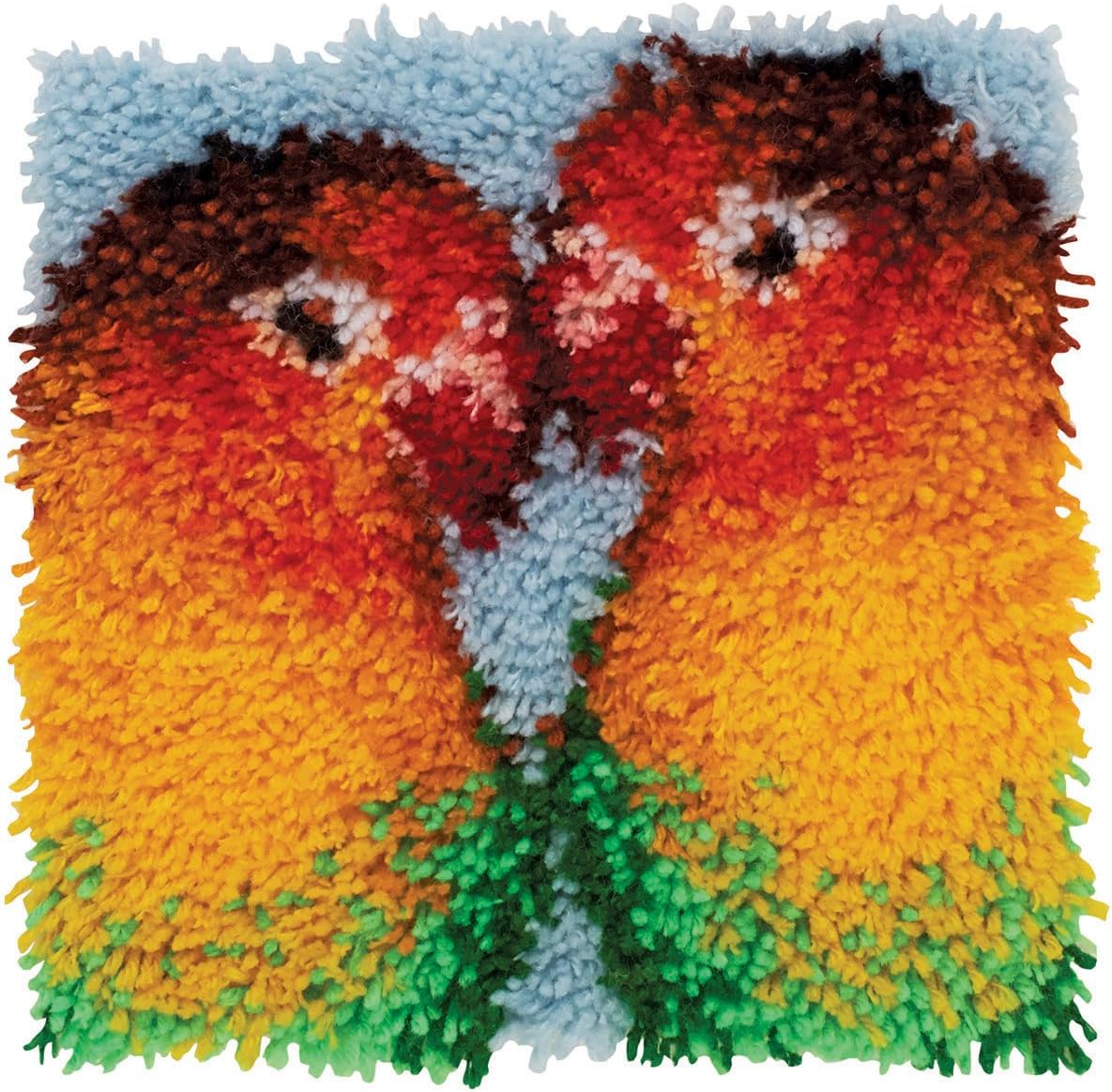 Wonderart Lovebirds Yarn Latch-Hook Kit12" X 12"100% Acrylic Machine Wash & Dry