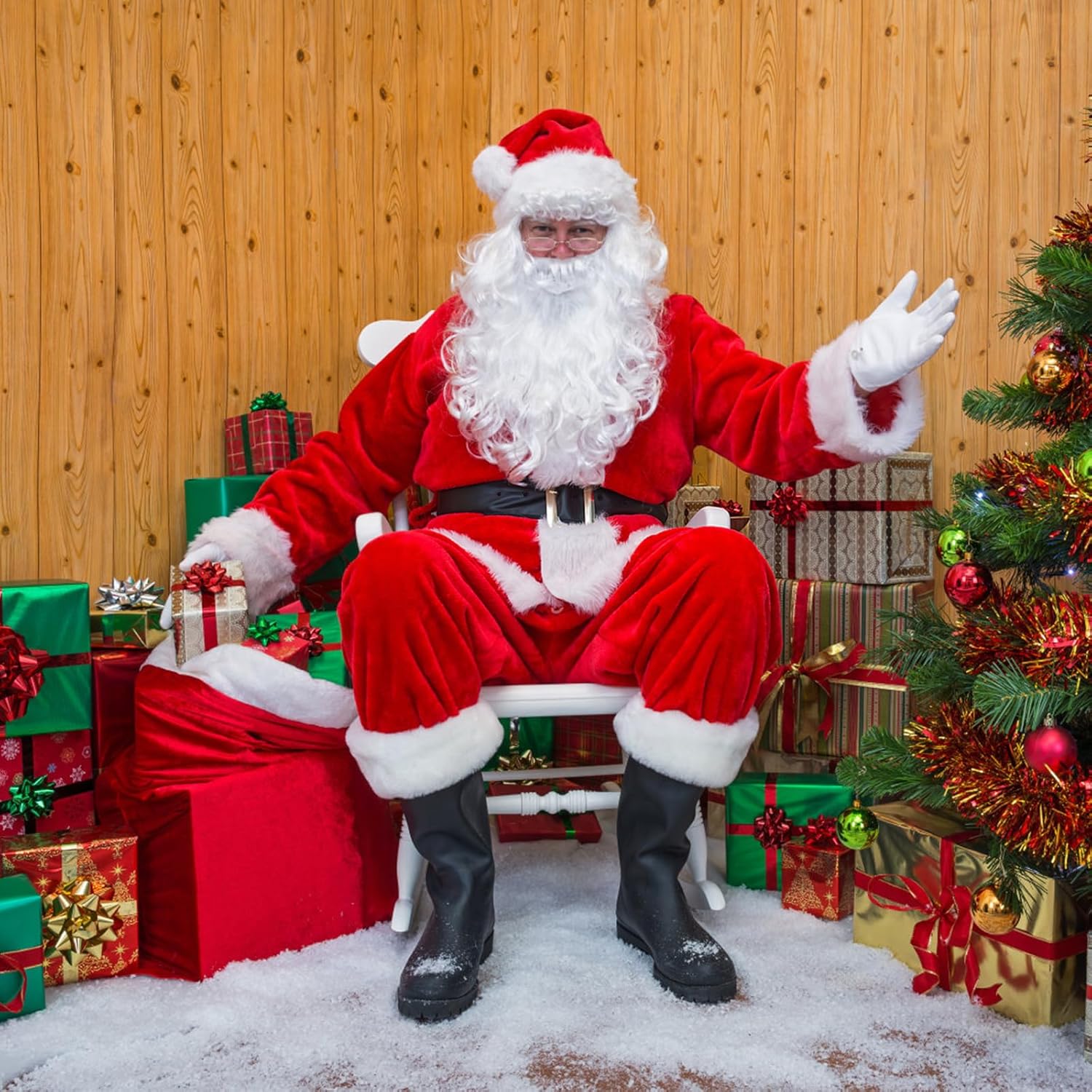 11PCS Santa Claus Costume for Men Set, Professional Santa Costume Adult Men Santa Suit Outfit for Christmas - Image 3