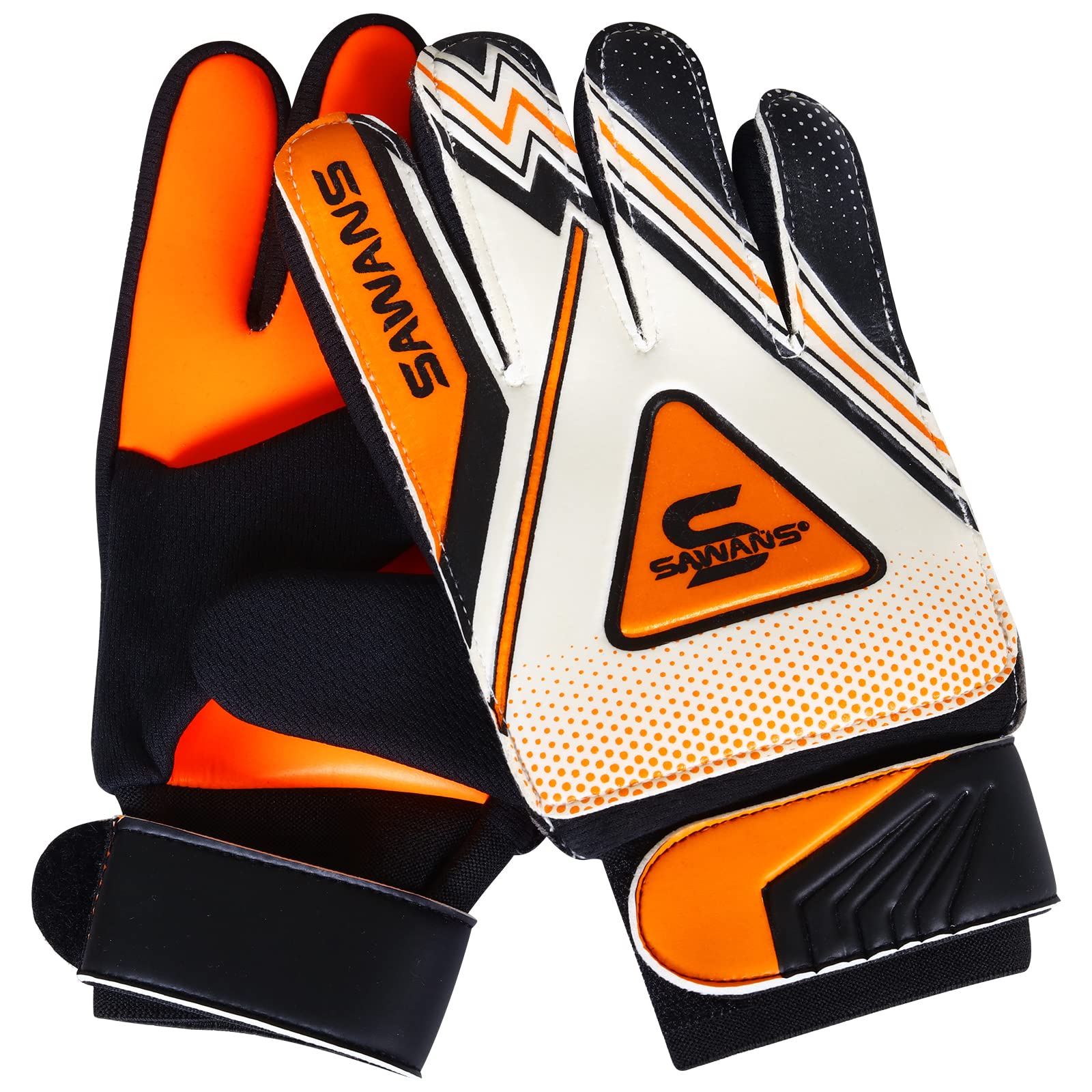 Football Goalkeeper Gloves Boys Kids Children Youth Adult Soccer Goalie Protection Goal Keeping Gloves Finger Support Wrist Junior Anti Slip Palm (Size 4 for 6 to 9 year old, Black/Orange) - Image 2