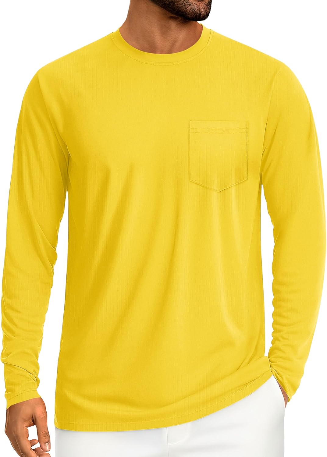 Cotrasen Men's Long Sleeve T-Shirts Cotton Casual T Shirts for Men Breathable Comfort Tee Shirts with Pocket