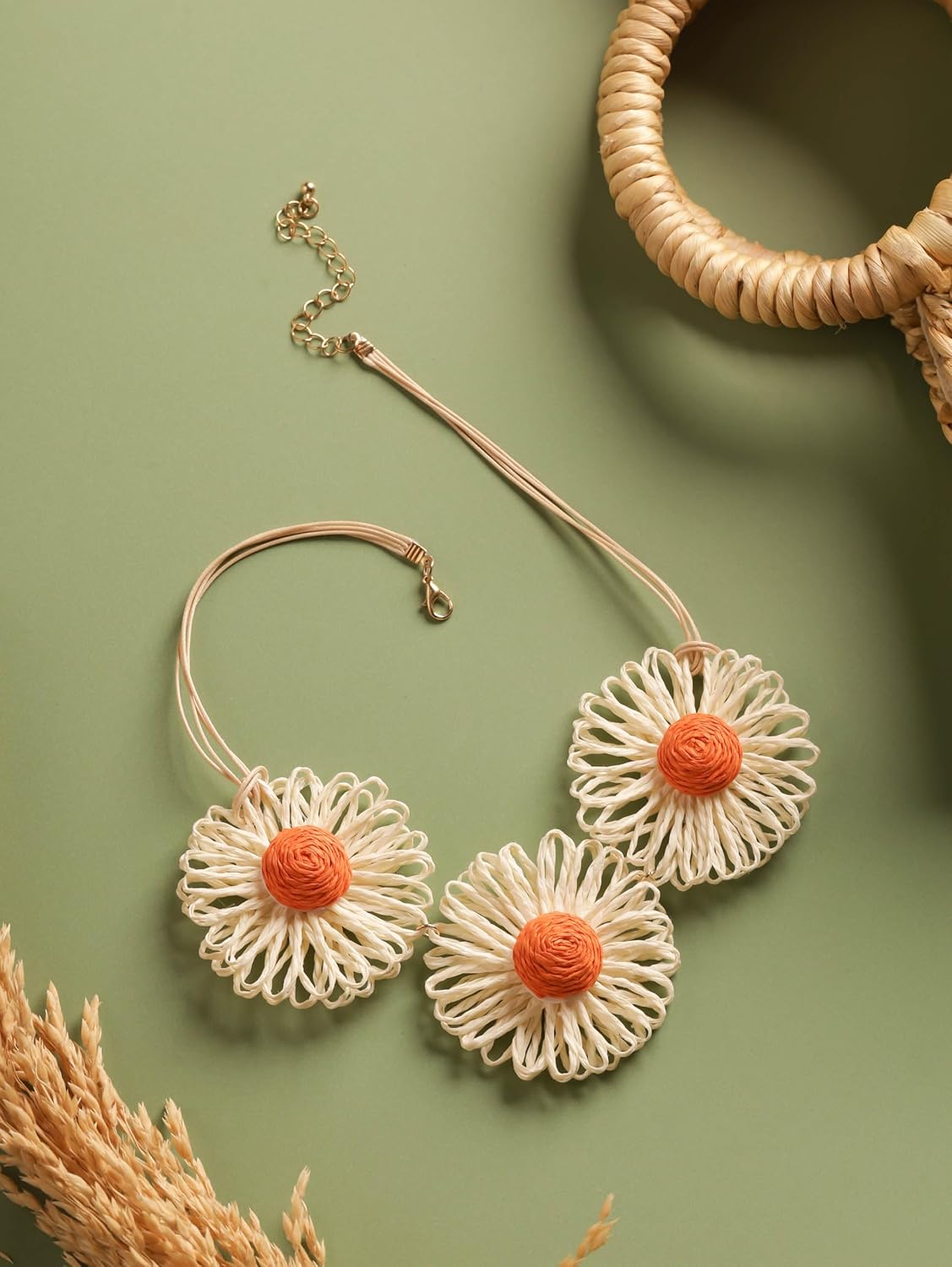 MINACHI Handmade Braided Necklace for Women, Wooden Beads, Rattan Charm, Vintage Style, Gift Jewelry - Image 8