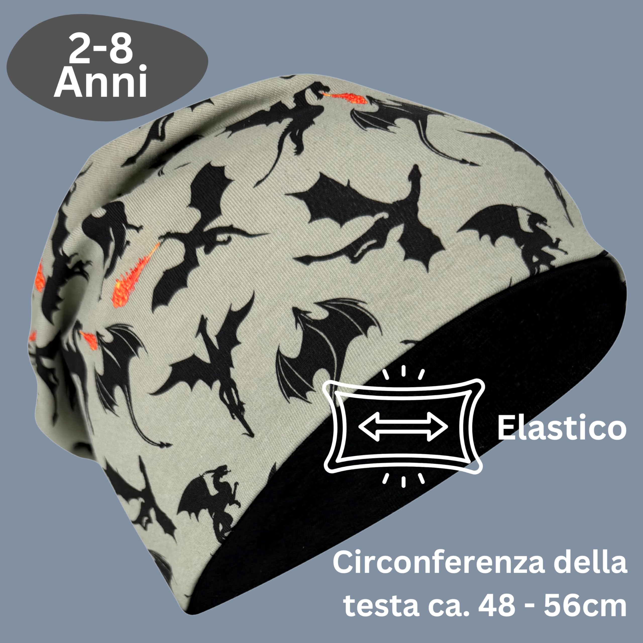 HECKBO Berretto Modello Beanie + Girocollo per Bambini - motivi diversi - con pile o reversibile - da 2 anni - 95% Cotone - Morbido e Pratico Tessuto Elasticizzato - Inverno