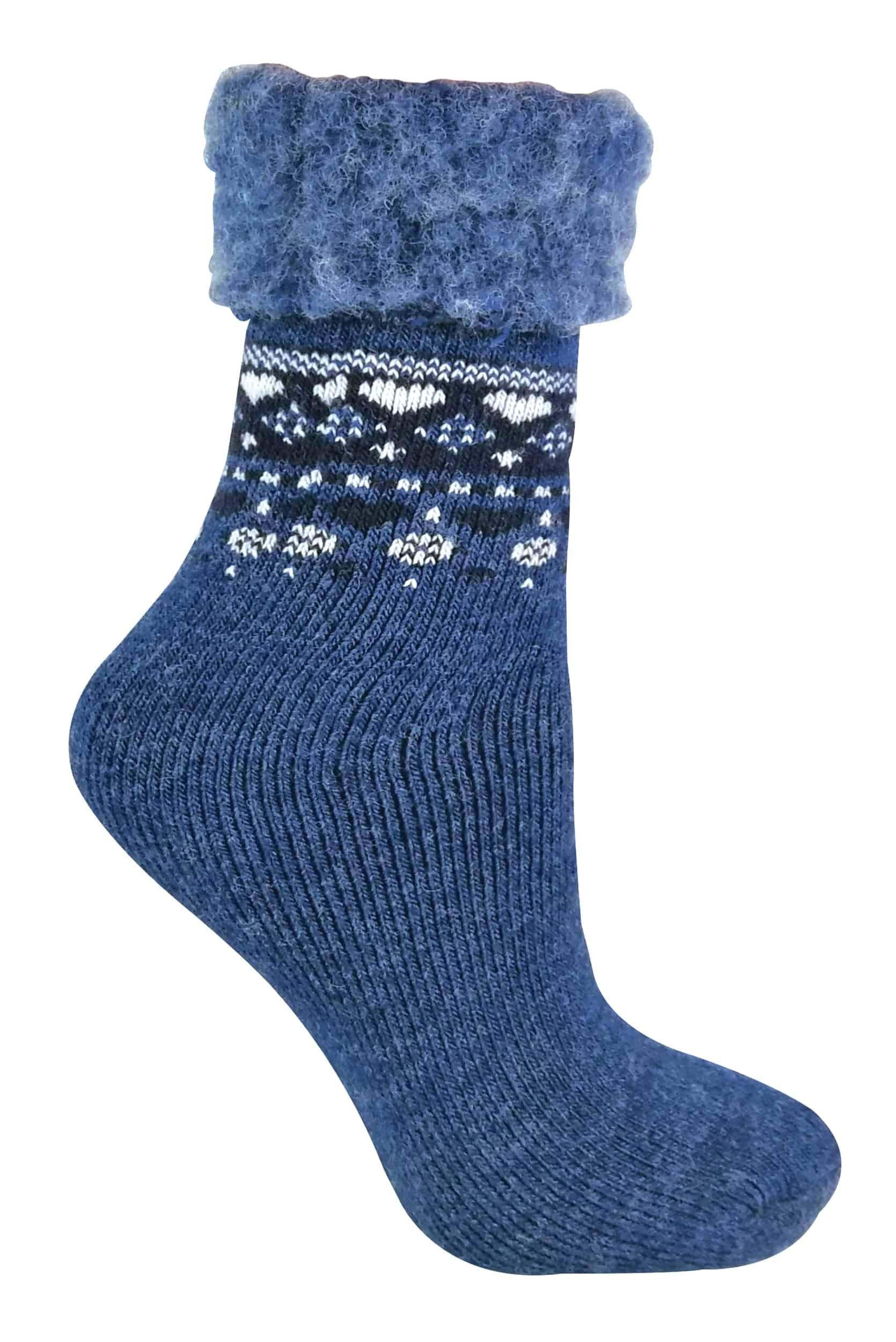 Sock Snob Women's Denim Top Warm Thermal Winter Nordic Wool Blend Home Bed Socks | Night Time Footwear | Cold Weather Essential | Thermoregulating Fibre | Natural Insulation | Heat Retaining Layer