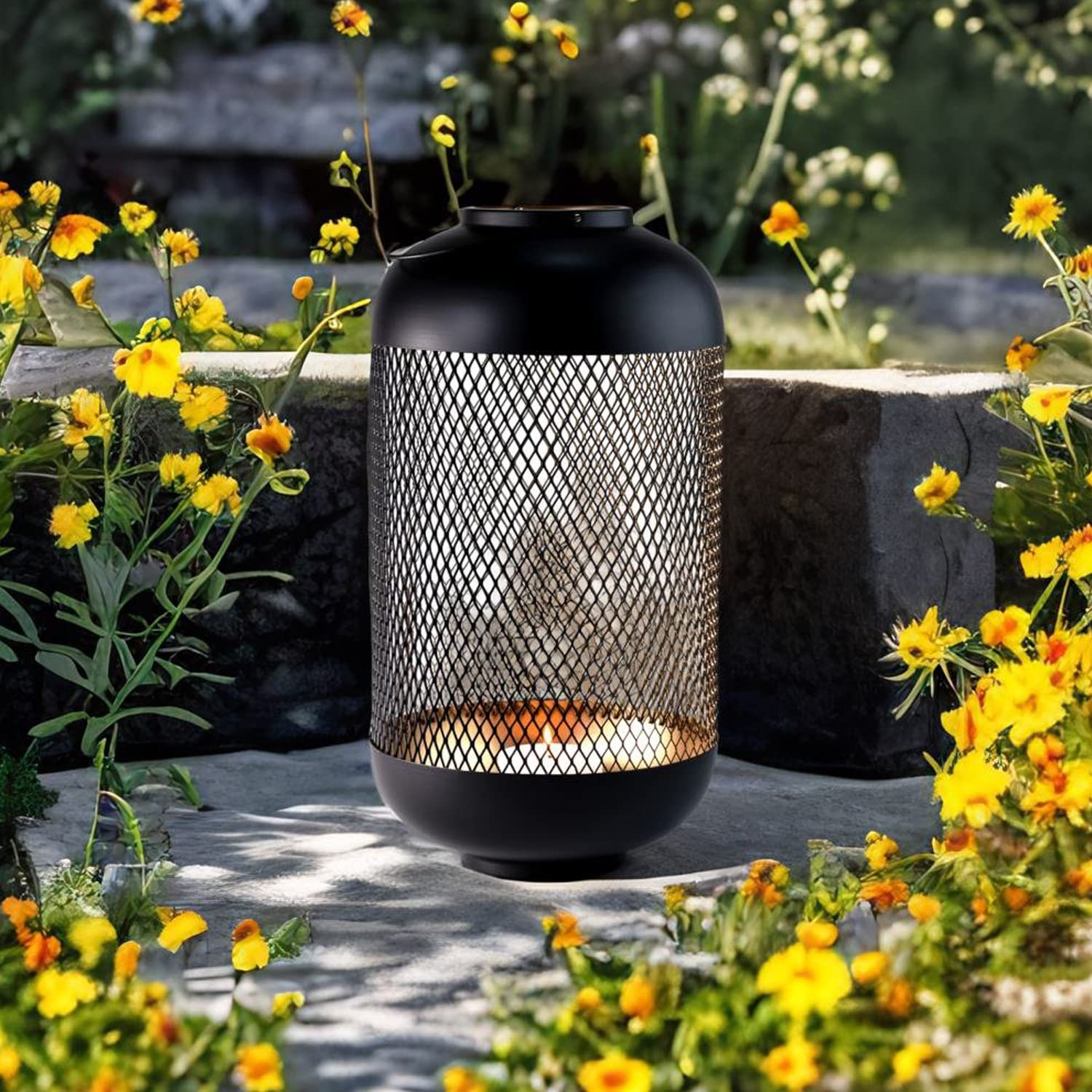 2er Set Moderne Gartenlaterne Asbirg edel aus Metall in Schwarz 47 cm