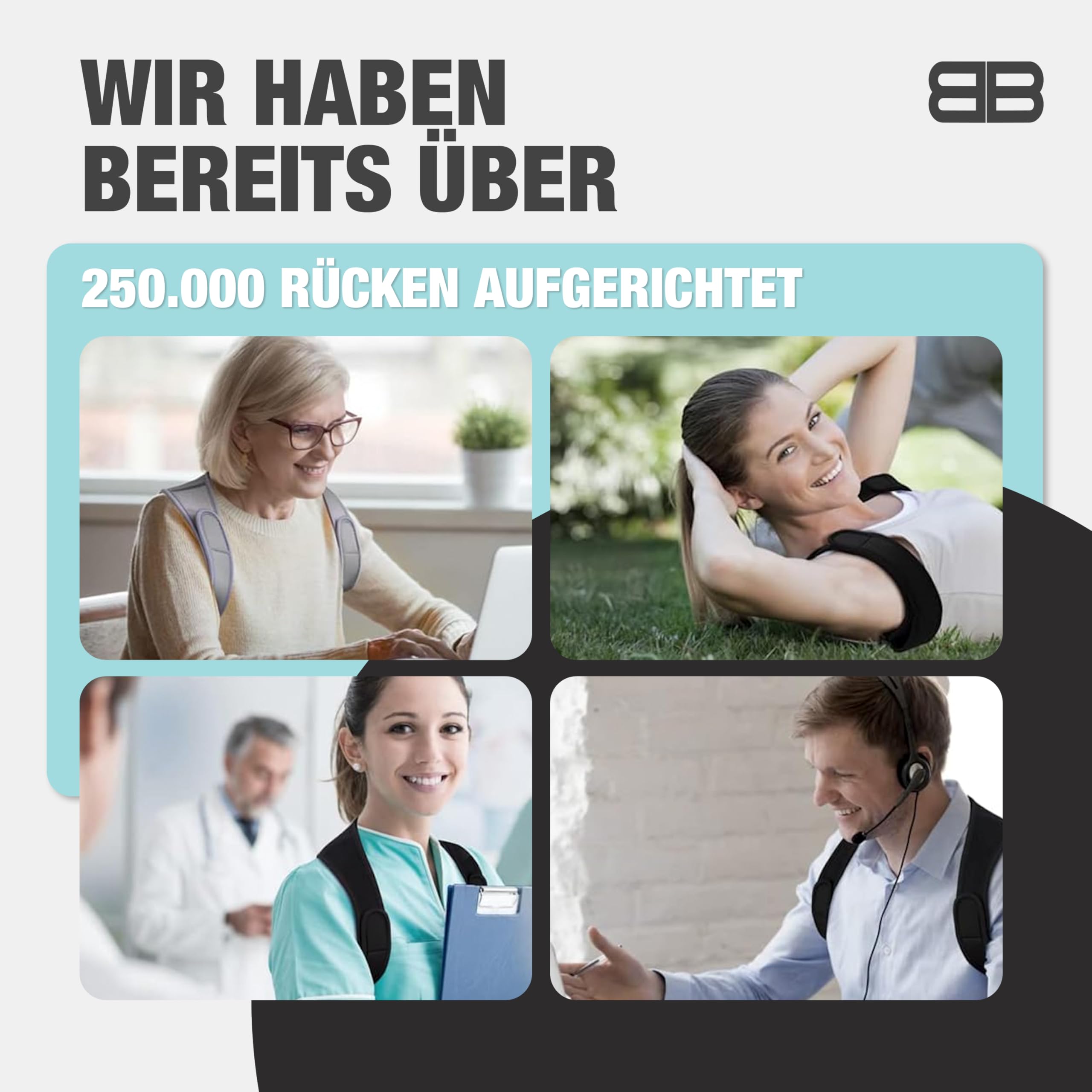 BACK BODYGUARD verstellbarer Körpergurt - atmungsaktives Neopren - Klettverschluss - Schwarz, M