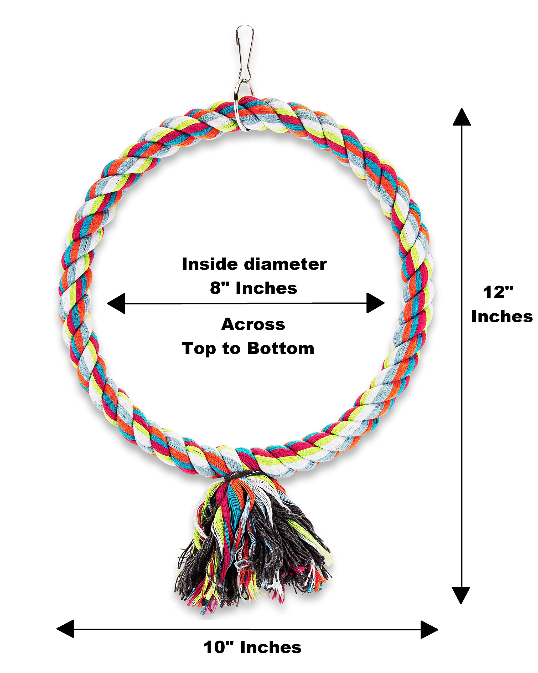 Perca grande de algodón para pájaros, hecha con materiales naturales, segura para escalar y masticar, ideal para loros grises africanos, cacatúas, periquitos y cacatúas