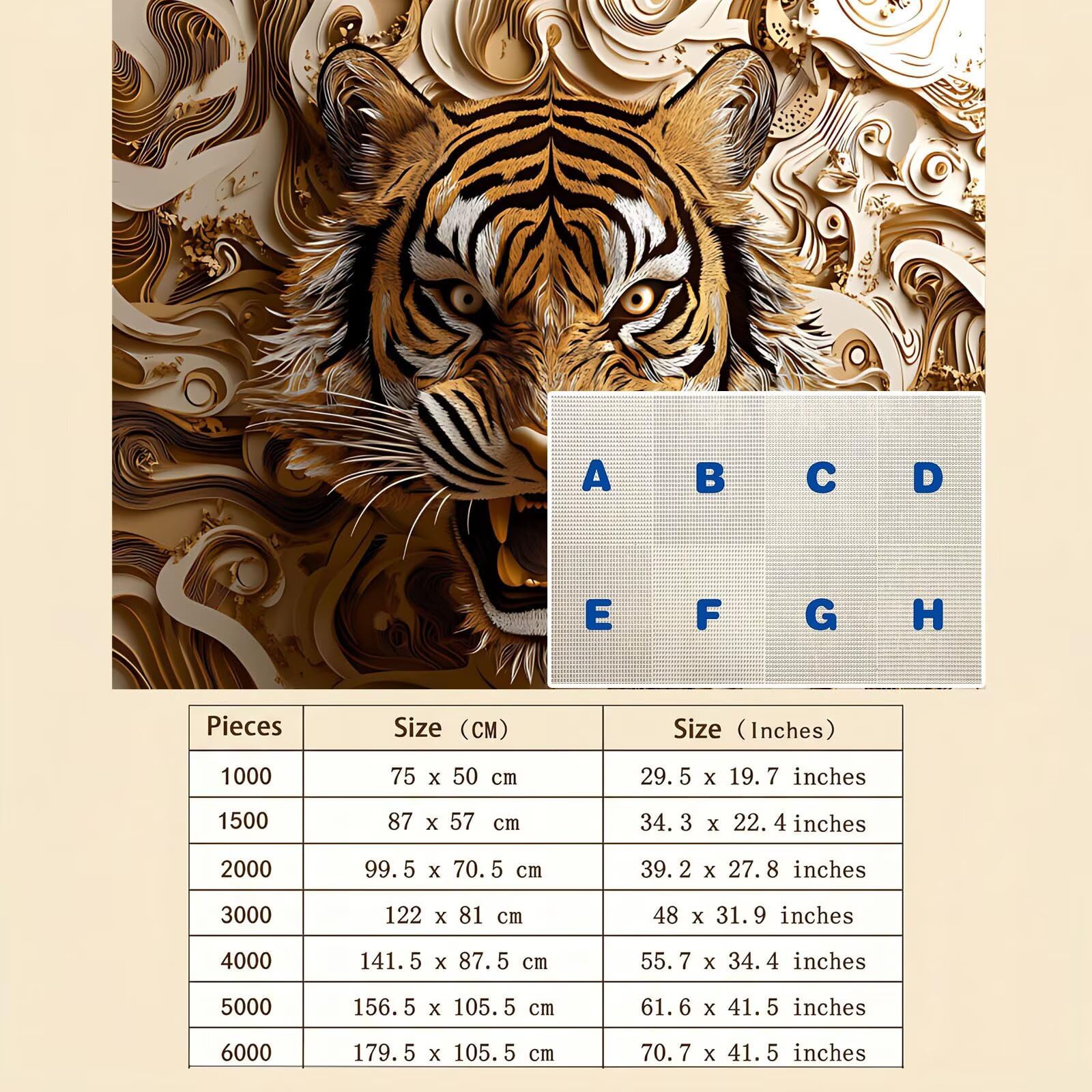tigre Intaglio legno Puzzle 1500 Pezzi per Adulti, Puzzle in Legno - Collezione Classica con Poster Incluso - Sfida di Concentrazione e Passatempo Antistress, Gioco per Famiglia, 87 x 57 cm f0-616