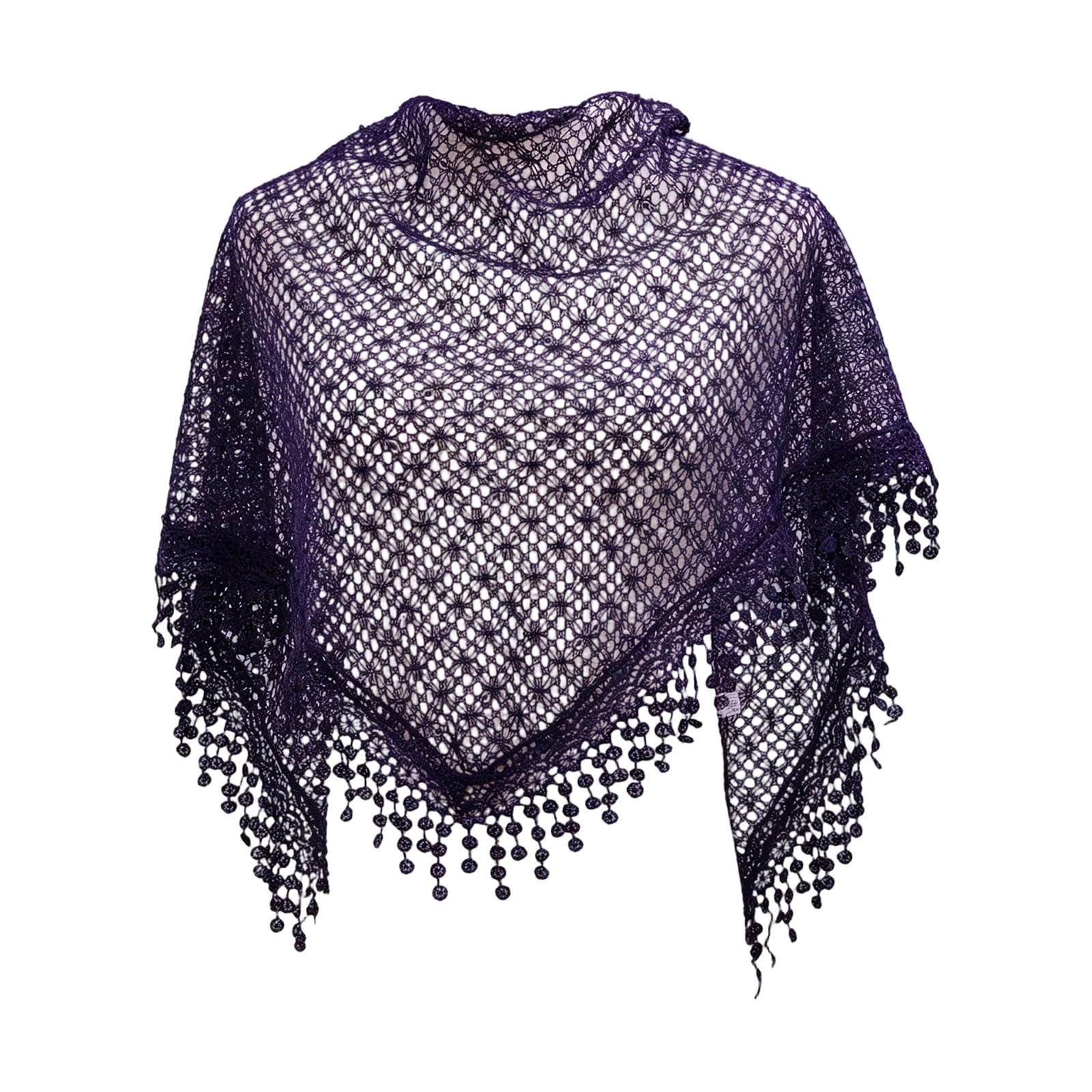 BWANGIAO Lace Hollowed Fringe Shawl Triangular Scarf with Breathable Design for Women Girl Daily Outfit Evening Dress Shoulder Wr
