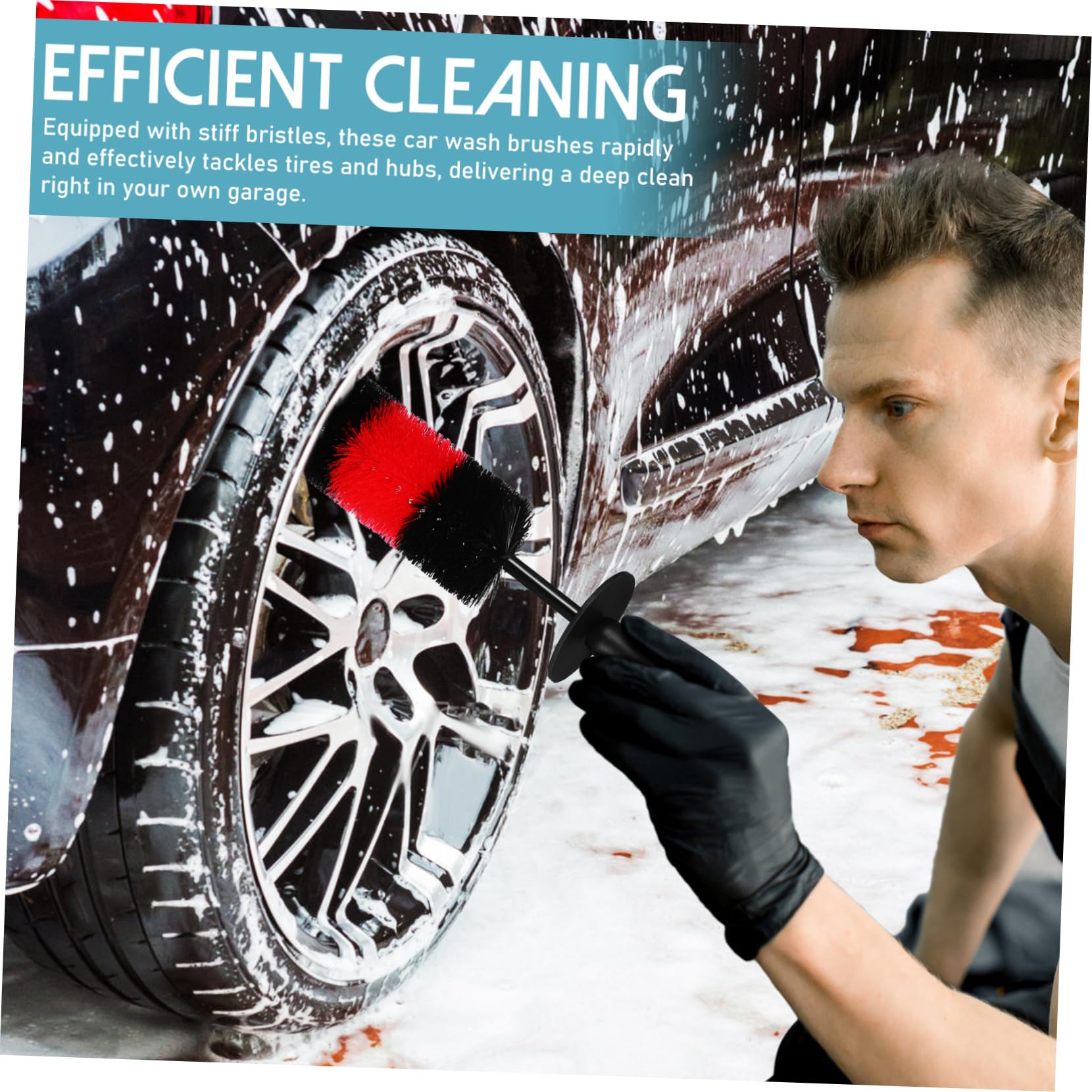 GLEAVI 2sets Spazzola per Pulizia Ruote e Pneumatici con Setole Resistenti Utensile Detailing per Auto Pulizia Professionale Cerchioni e Mozzi Strumento Versatile per Auto di Varie